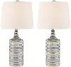 23 Blue and Gray Striped Ceramic Table Lamp