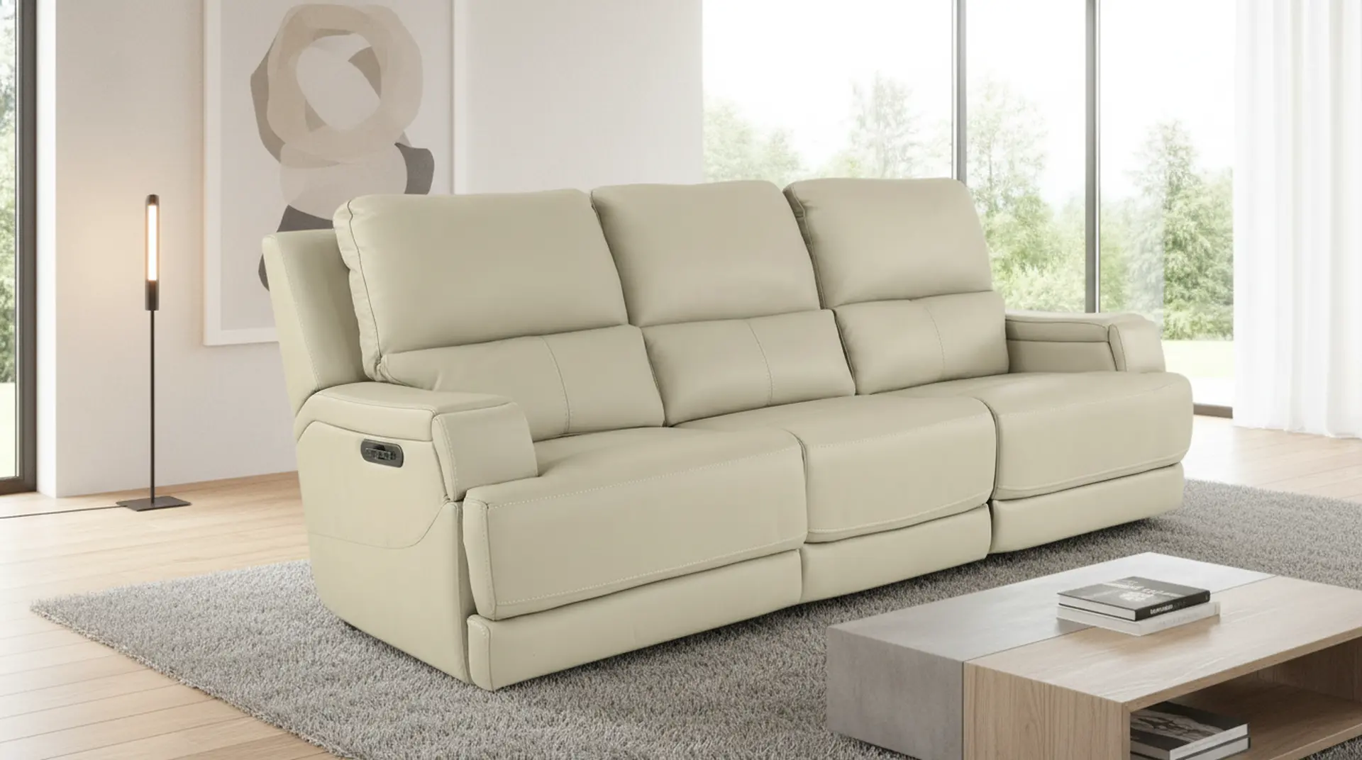Rushton White Leather Triple Power Reclining Sofa-11