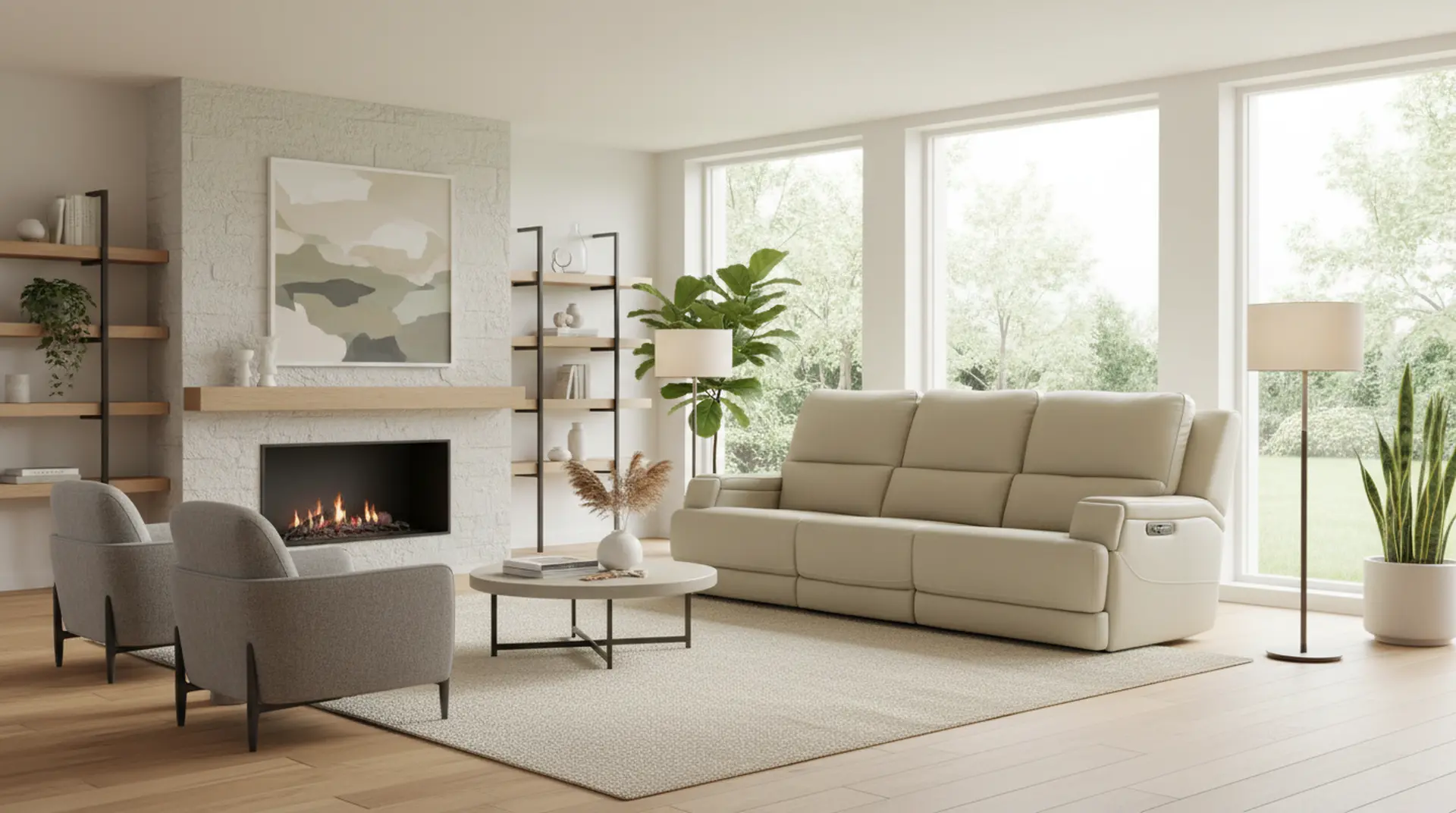 Rushton White Leather Triple Power Reclining Sofa-13