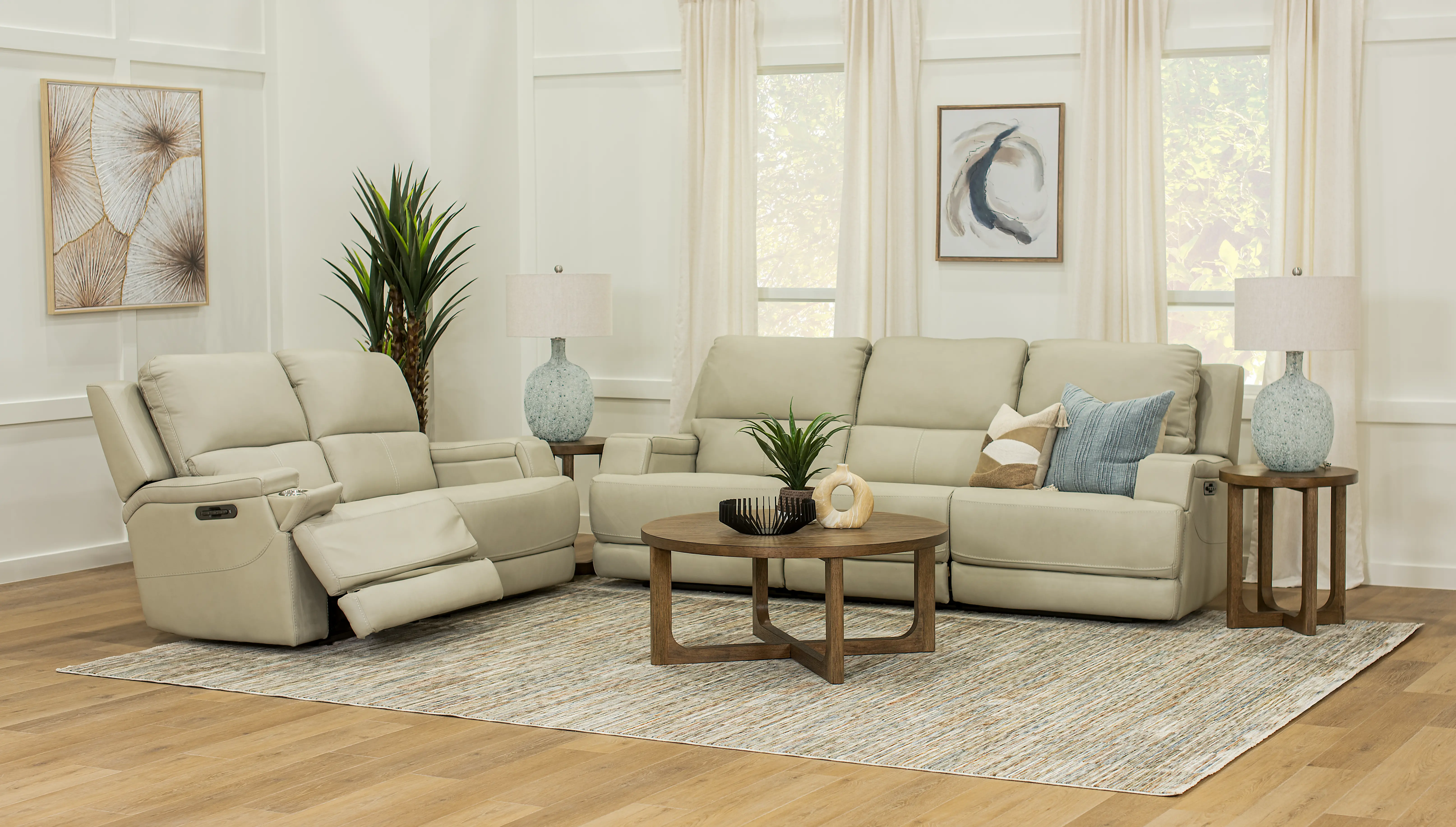 Rushton White Leather Triple Power Reclining Sofa-14