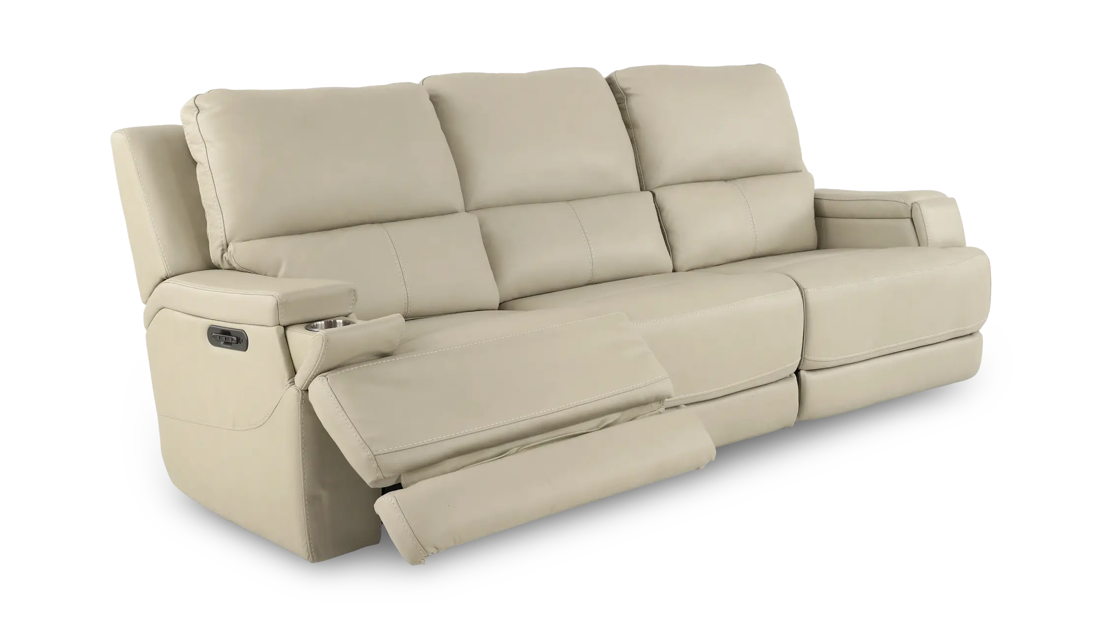 Rushton White Leather Triple Power Reclining Sofa-5