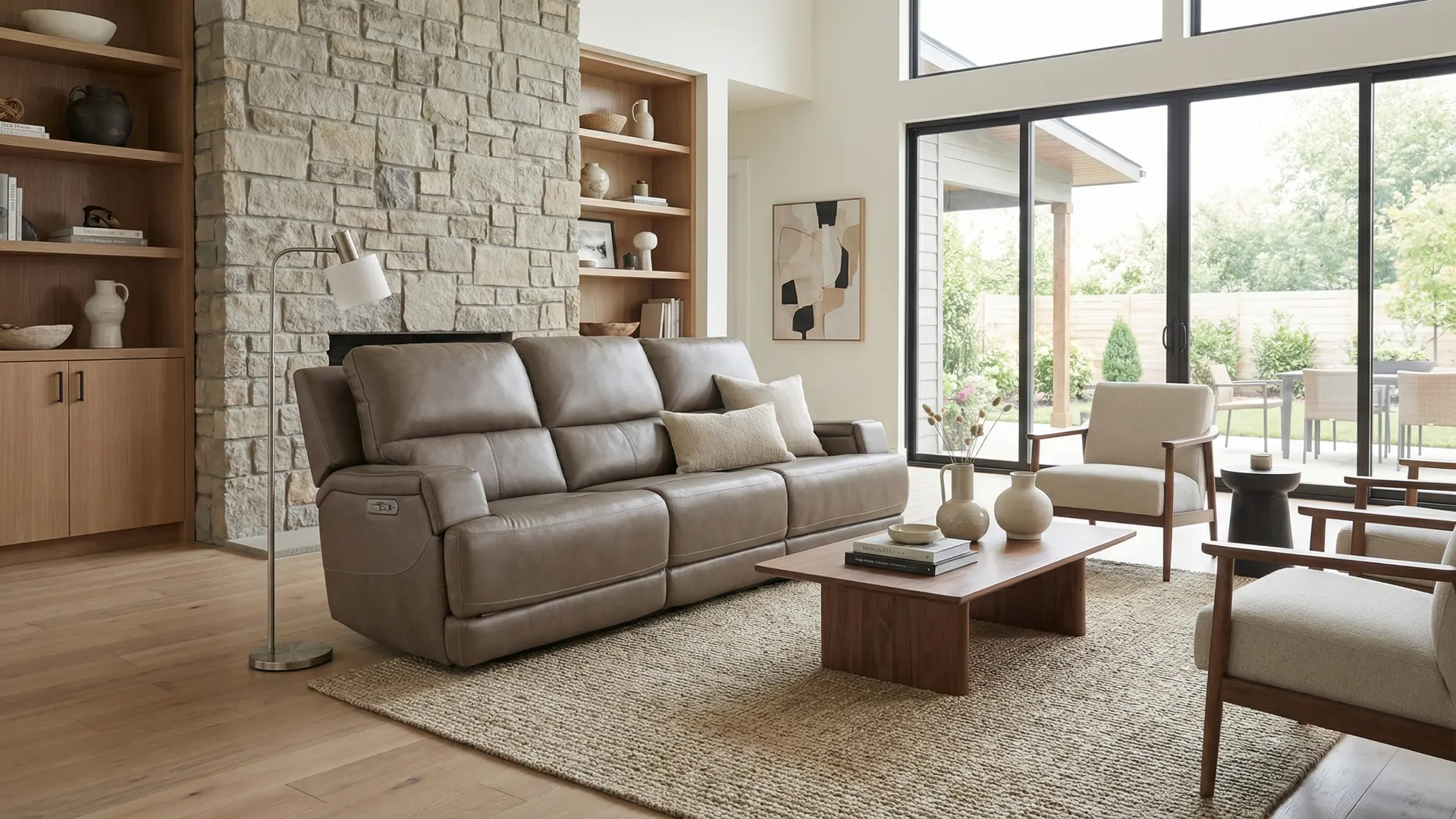Rushton Lontra Brown Leather Triple Power Reclining Sofa-12