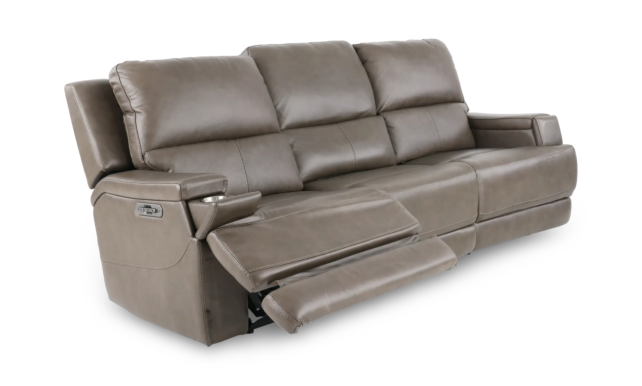 Rushton Lontra Brown Leather Triple Power Reclining Sofa-5