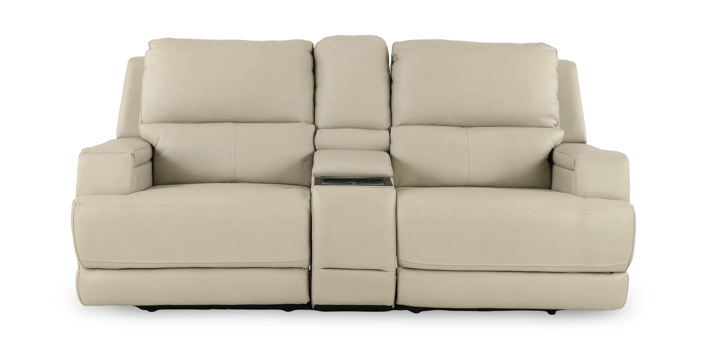 Rushton White Leather Power Reclining Loveseat with Multimedia Console-1