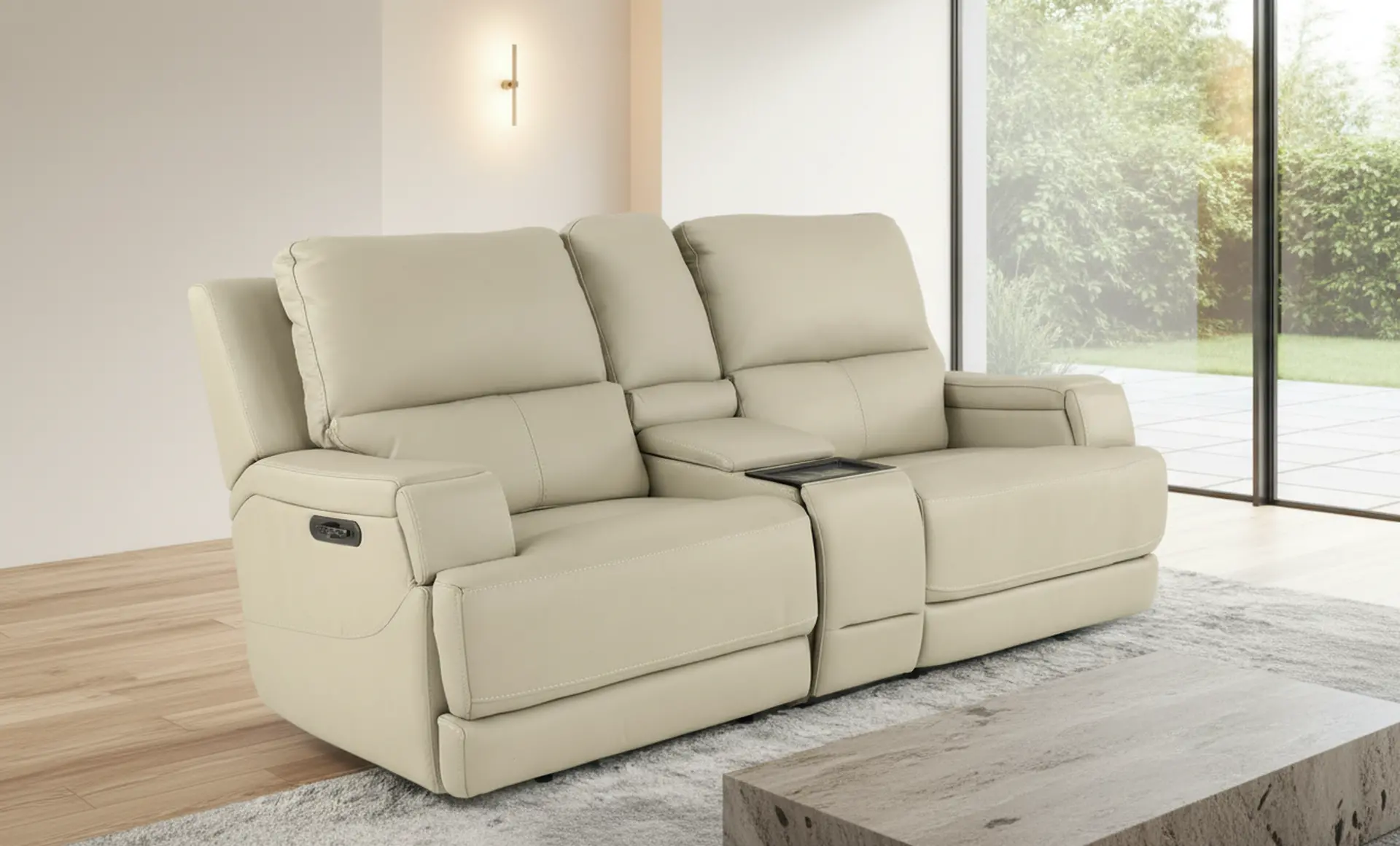 Rushton White Leather Power Reclining Loveseat with Multimedia Console-13