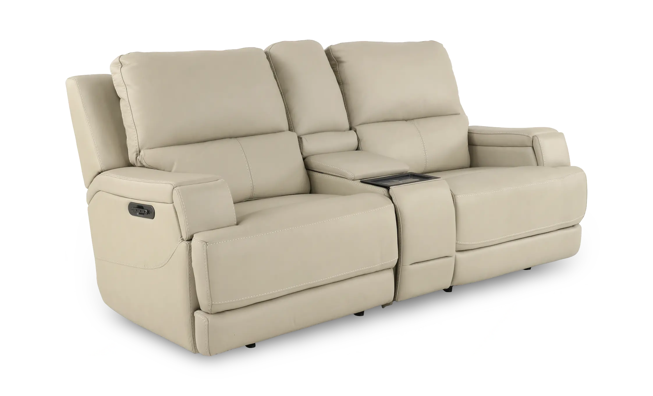 Rushton White Leather Power Reclining Loveseat with Multimedia Console-4