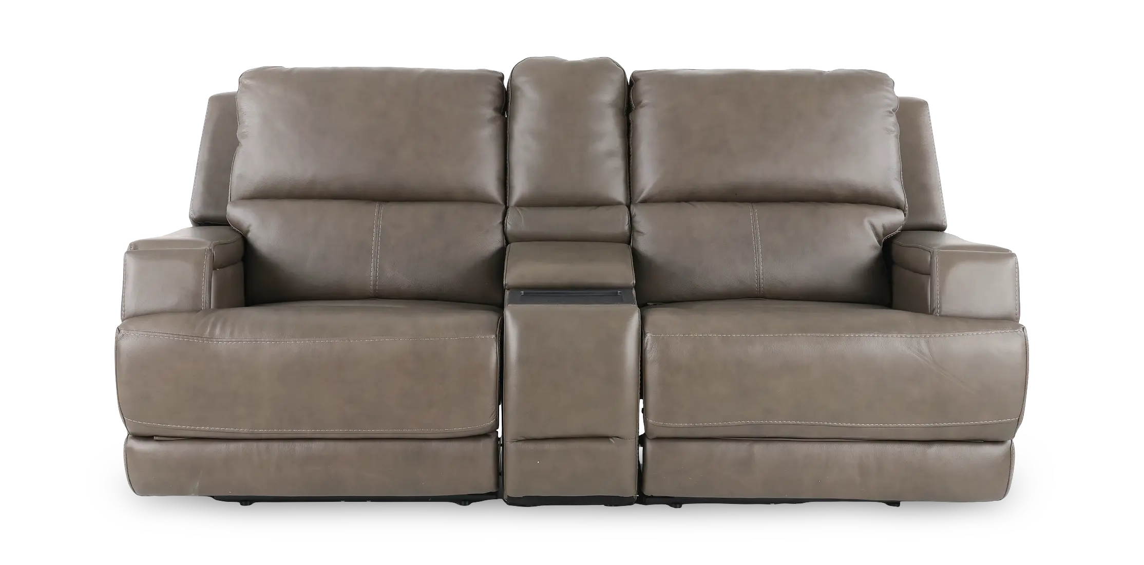 Rushton Lontra Brown Leather Power Reclining Loveseat with Multimedia Console-1