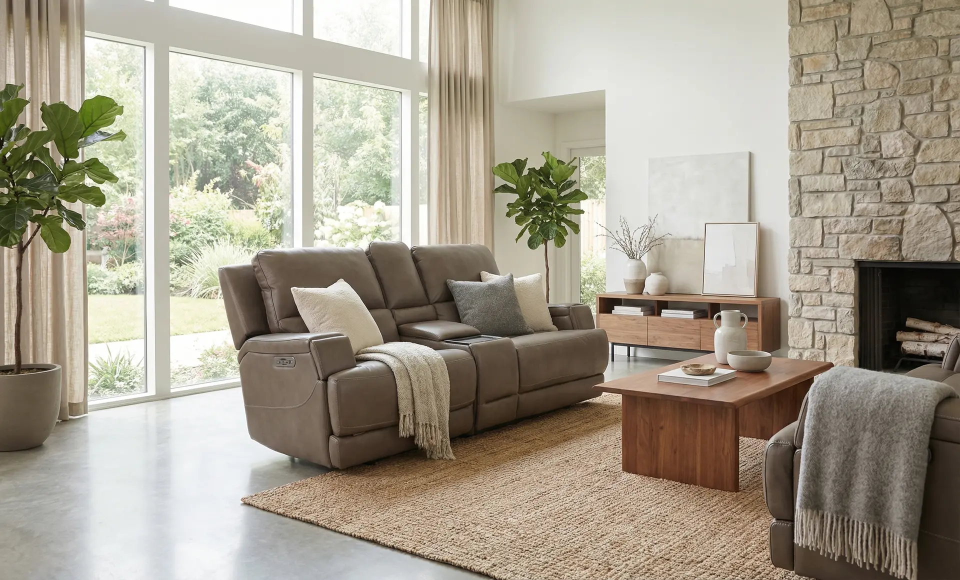 Rushton Lontra Brown Leather Power Reclining Loveseat with Multimedia Console-2