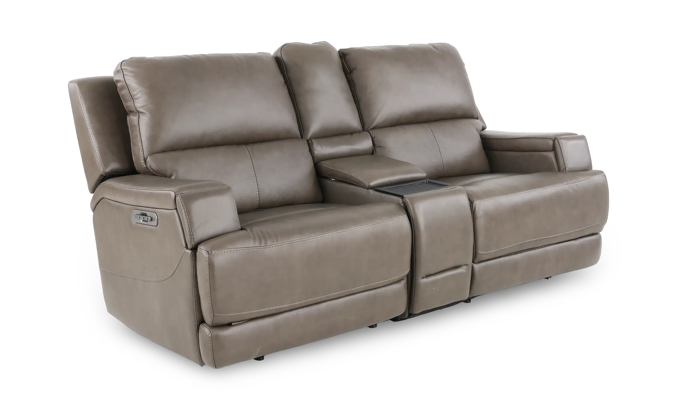 Rushton Lontra Brown Leather Power Reclining Loveseat with Multimedia Console-3
