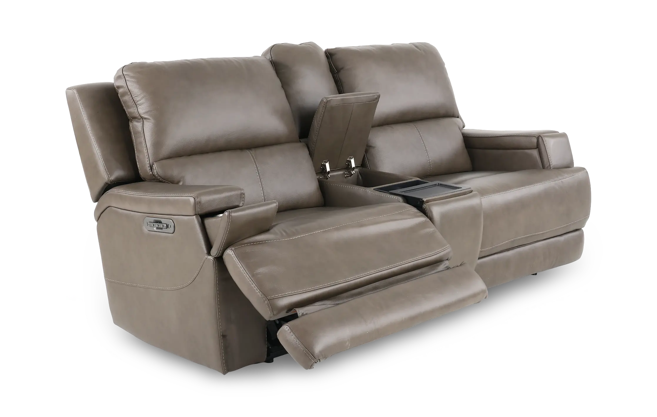 Rushton Lontra Brown Leather Power Reclining Loveseat with Multimedia Console-4