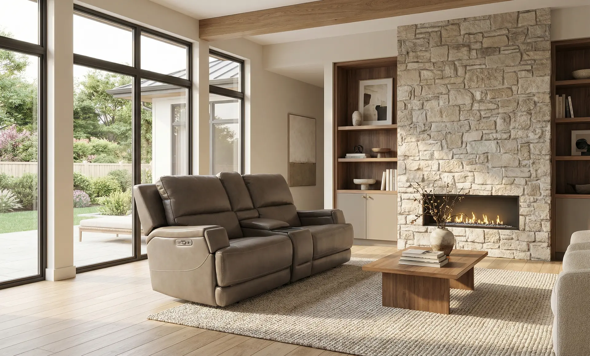 Rushton Lontra Brown Leather Power Reclining Loveseat with Multimedia Console-7