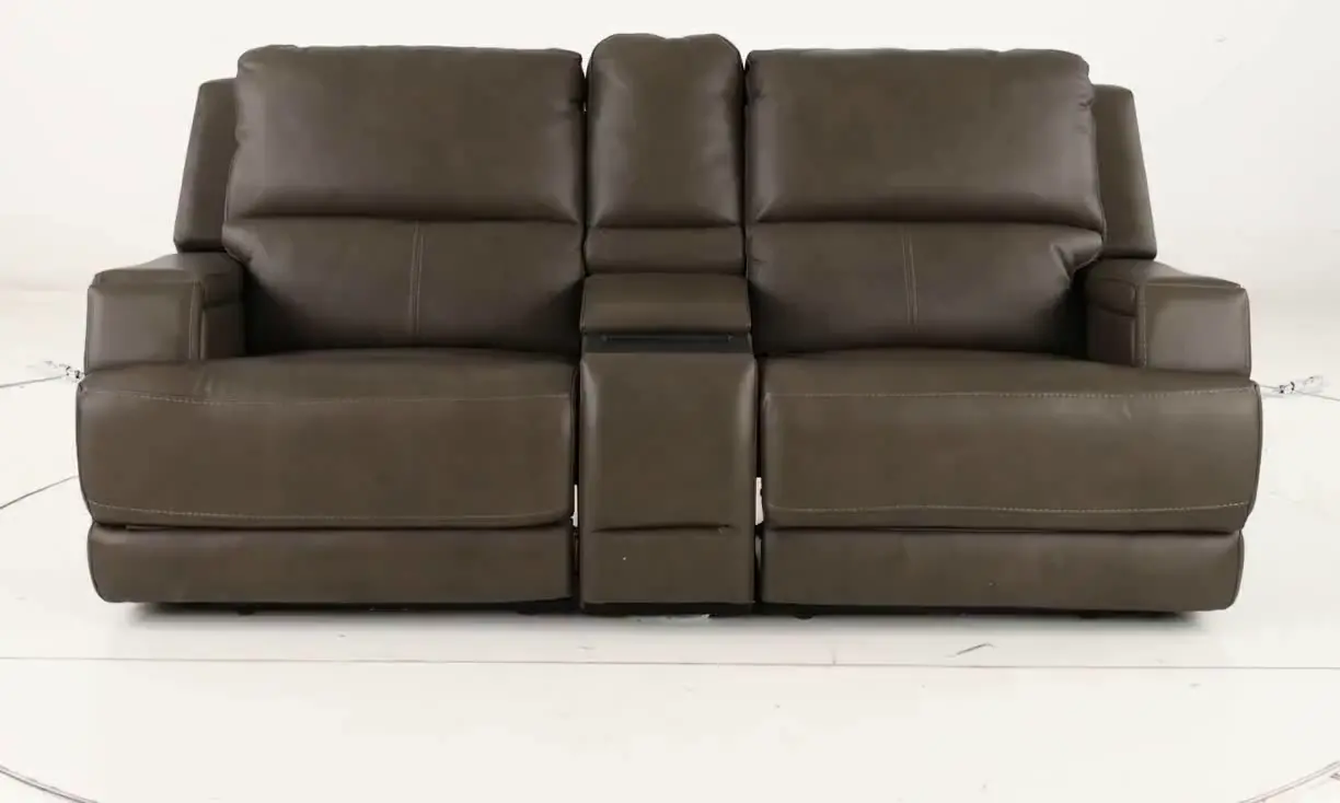 Rushton Lontra Brown Leather Power Reclining Loveseat with Multimedia Console-8
