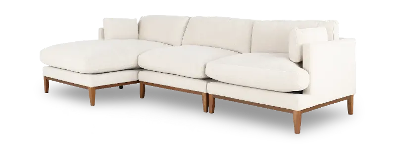 Aloy White 3-Piece Sectional with Left-Arm Chaise
