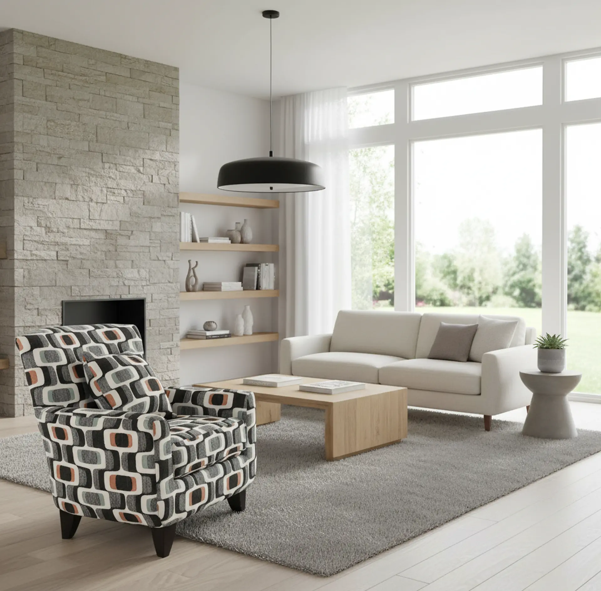 KIWACCCH/MANHATTAN PEPPER Joyce Pepper Charcoal Patterned High-Back Upholstered Chair-2