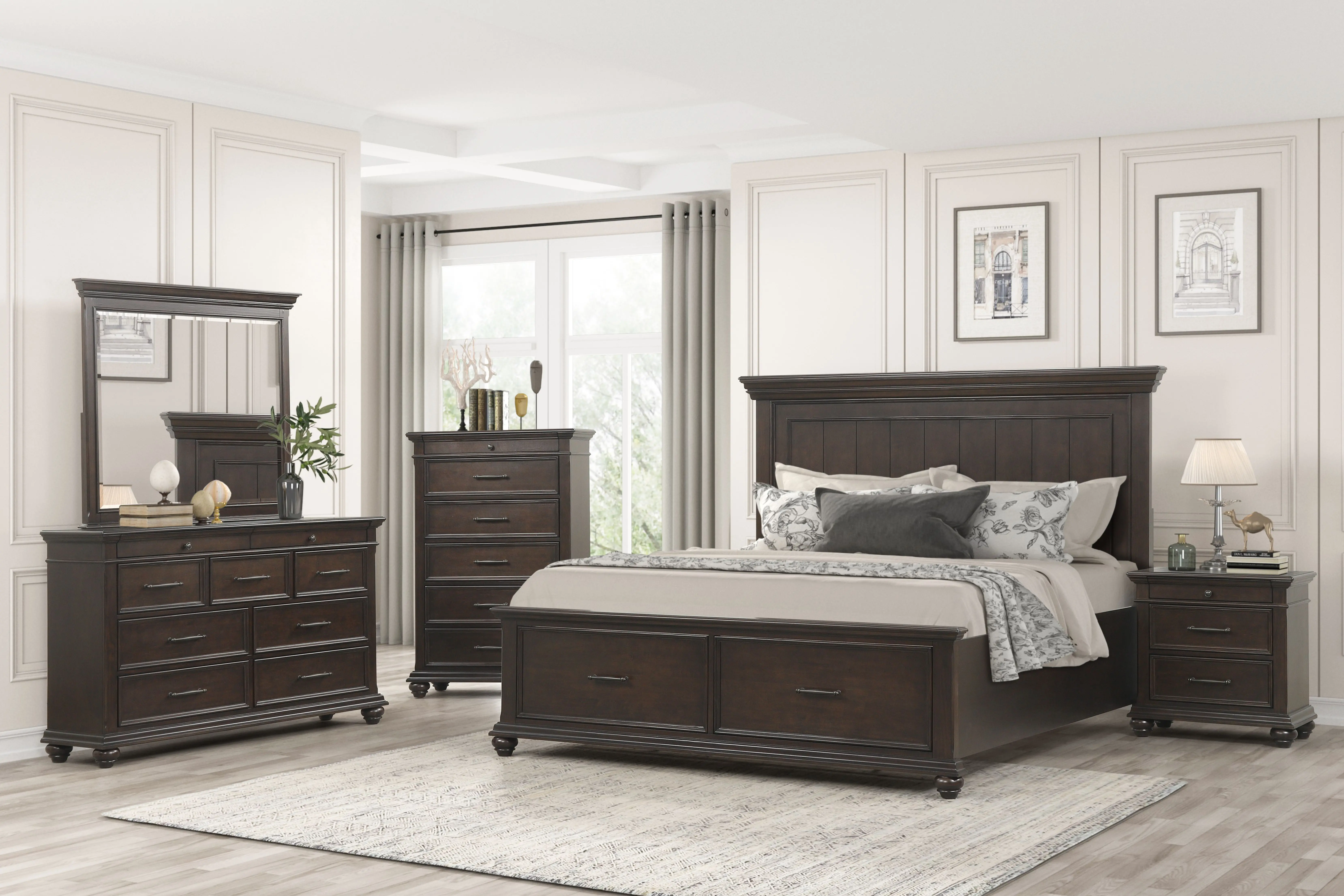 C0460-BED6/6 Grant Dark Brown King Storage Bed-2