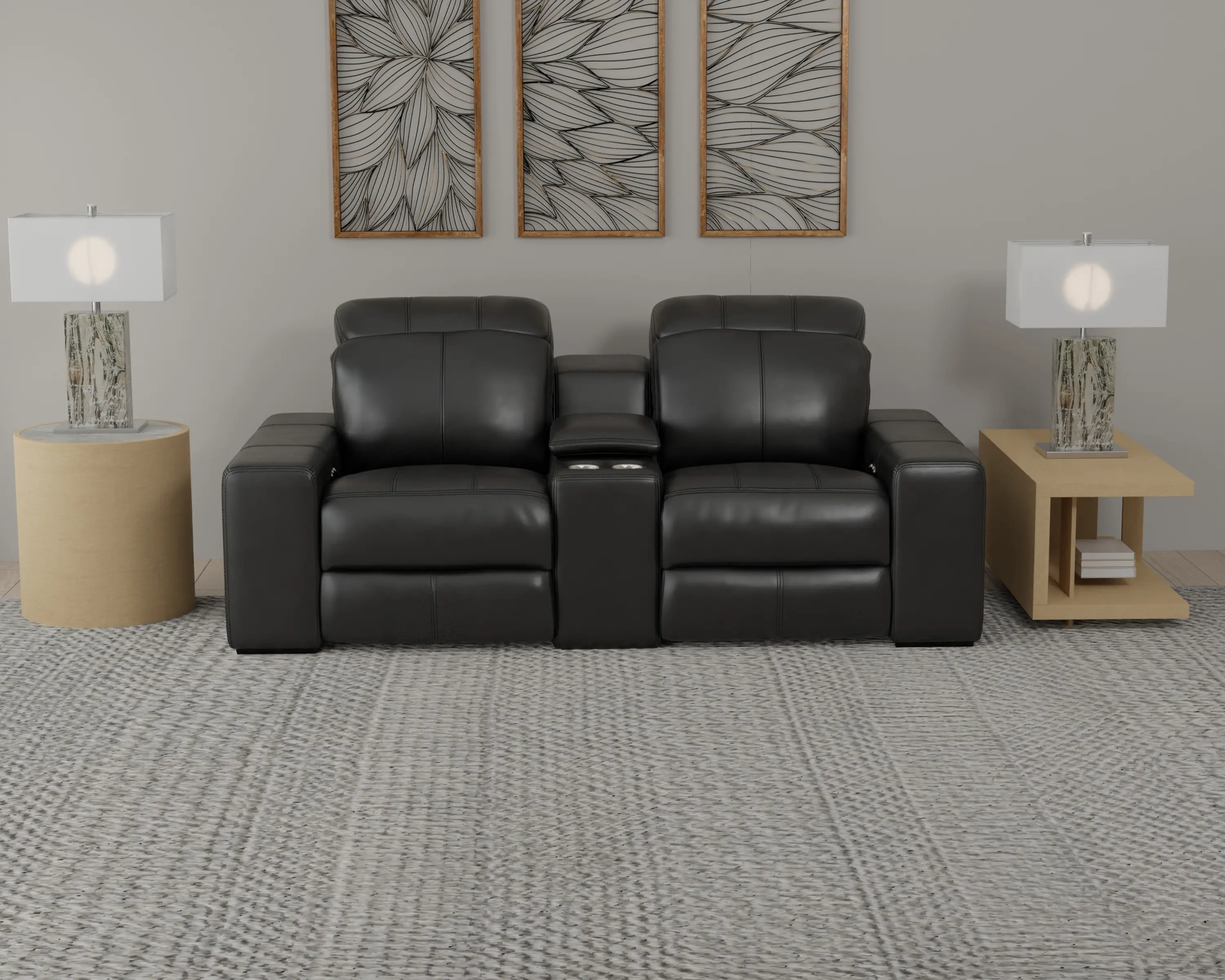 64419/1299-08/3099-08 Ferrara Black Leather Power Reclining Loveseat-2