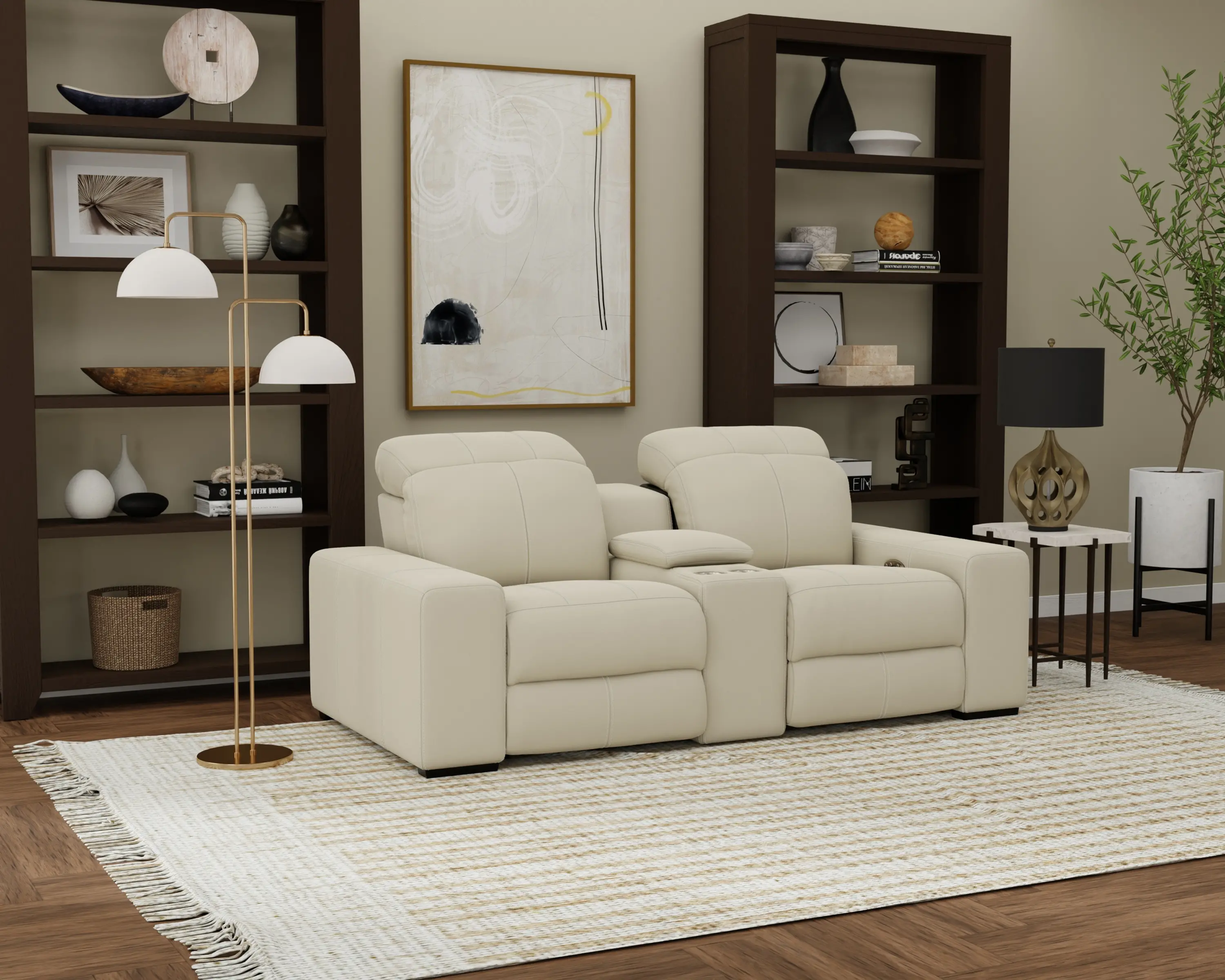 64419/1299-56/3099-56 Ferrara Smoke Off-White Leather Power Reclining Loveseat-2