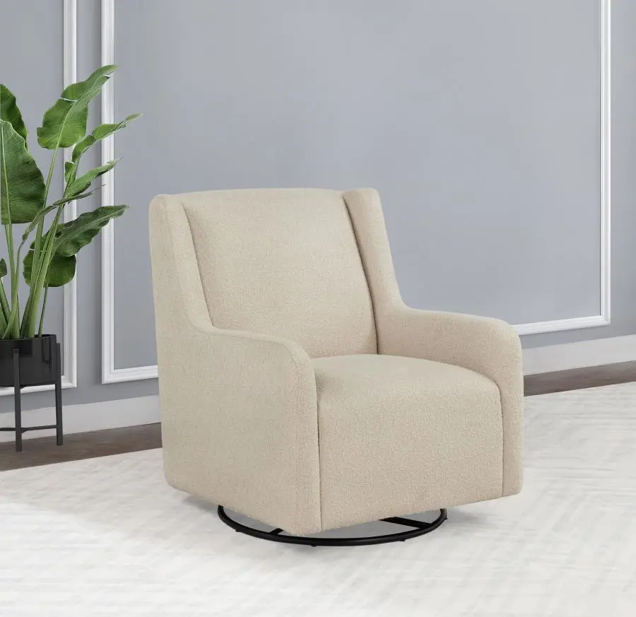 Serra Beige Boucle Swivel Glider Accent Chair-2