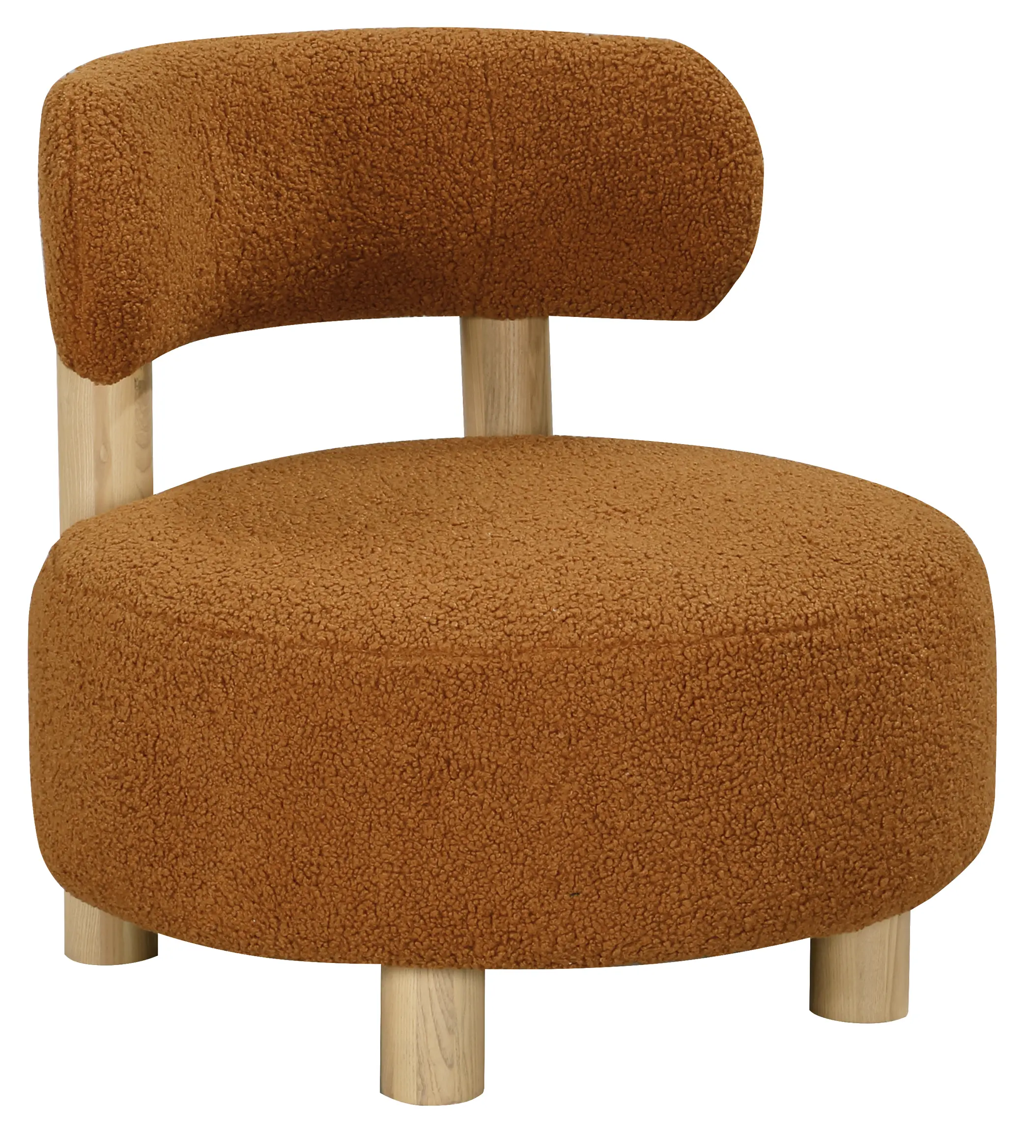 Zonie Orange Boucle Round Accent Chair-1