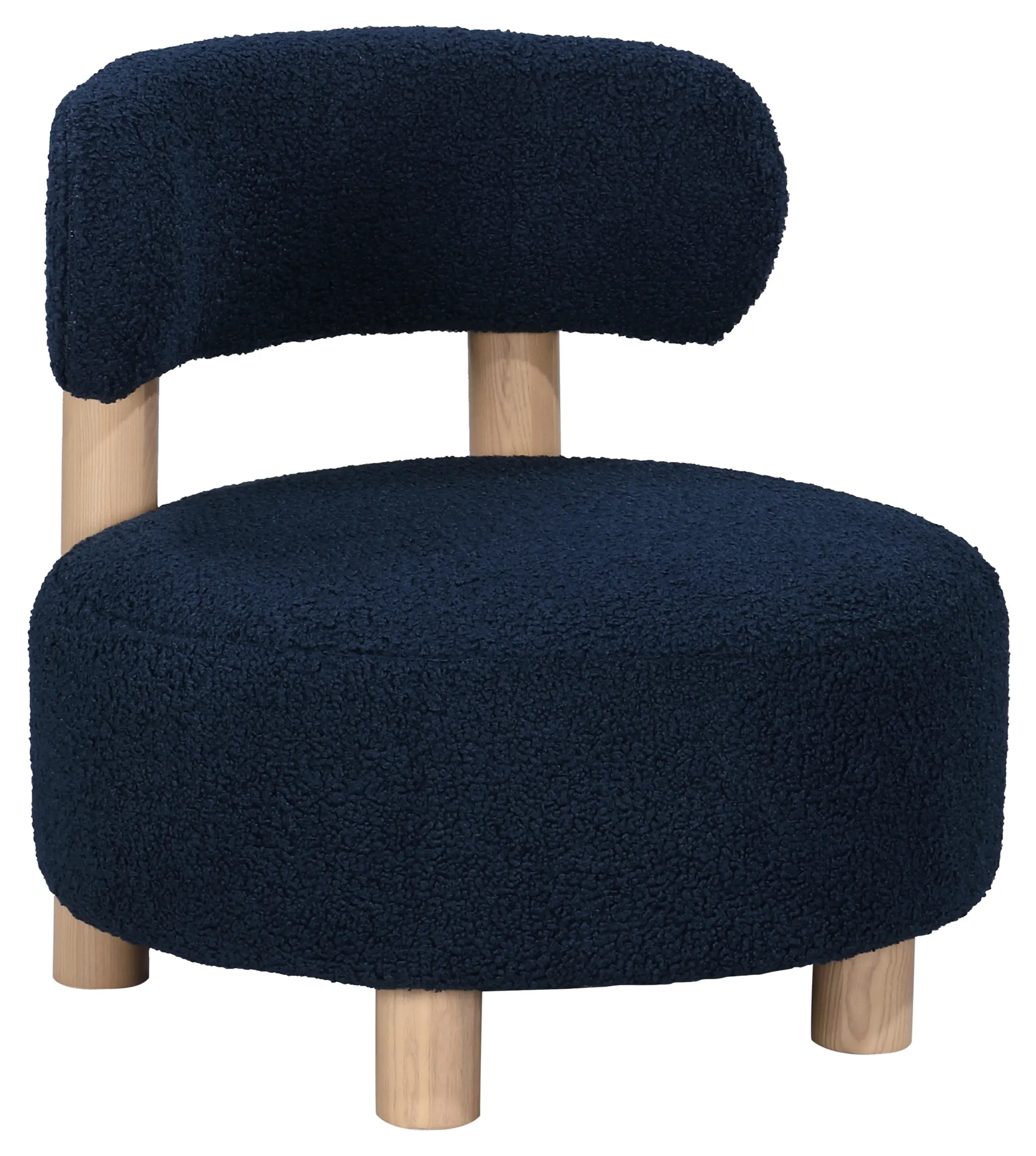 Zonie Dark Blue Boucle Round Accent Chair-1