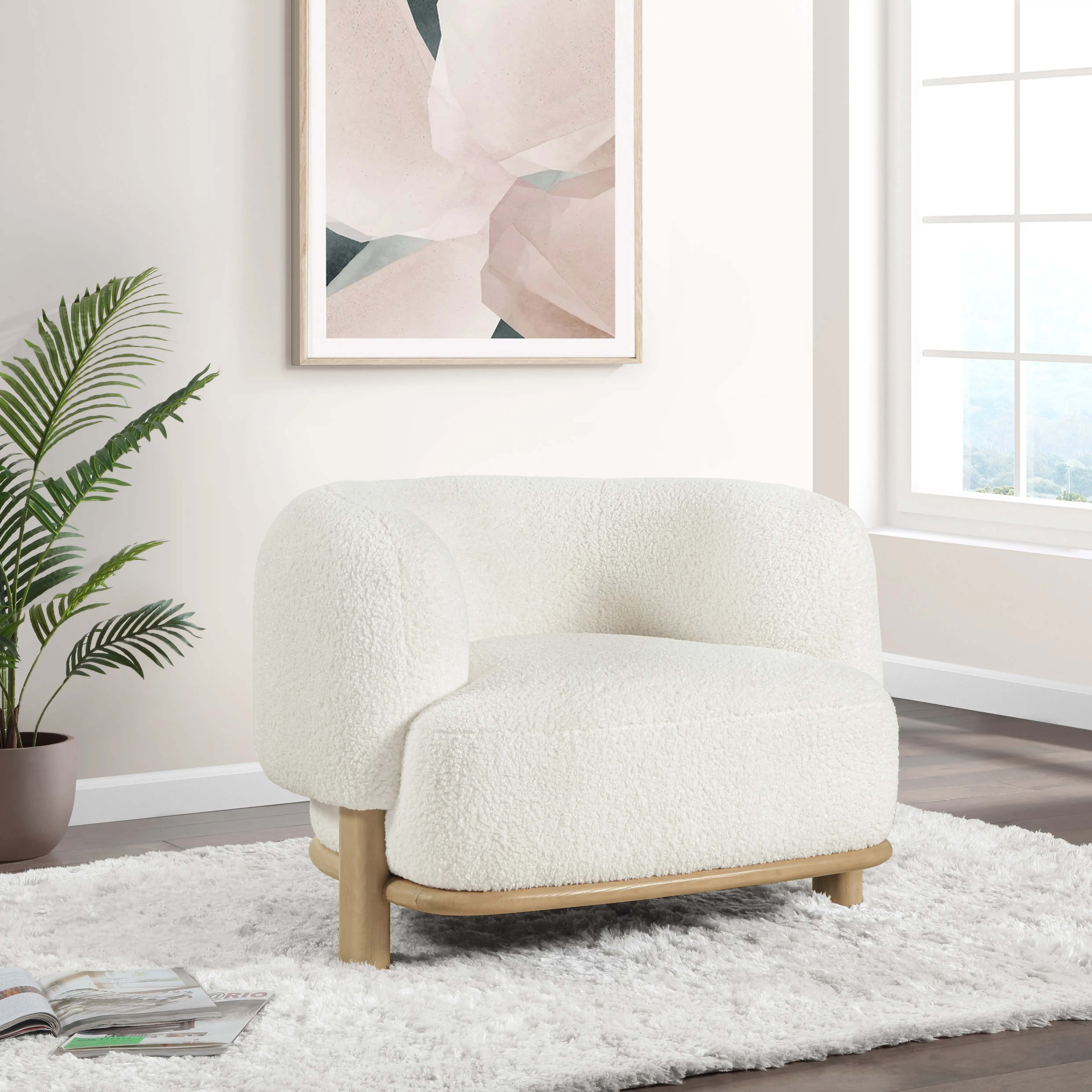 Lawler Ivory Boucle Barrel Accent Chair-2