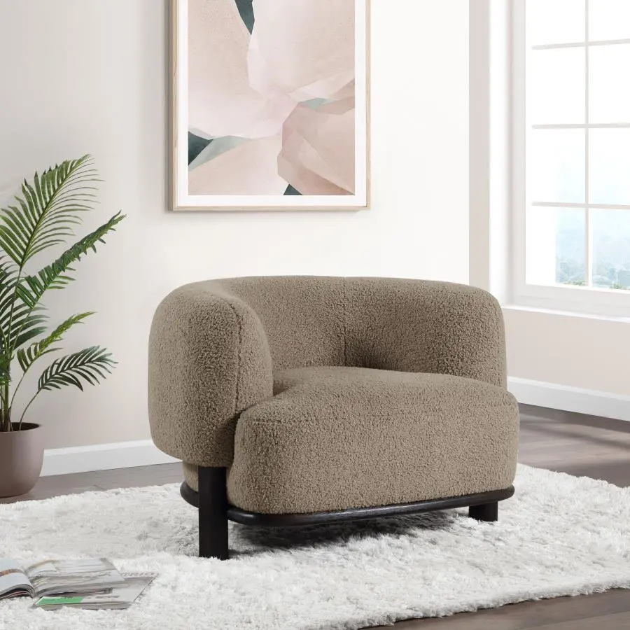 Lawler Mushroom Tan Boucle Barrel Accent Chair-2