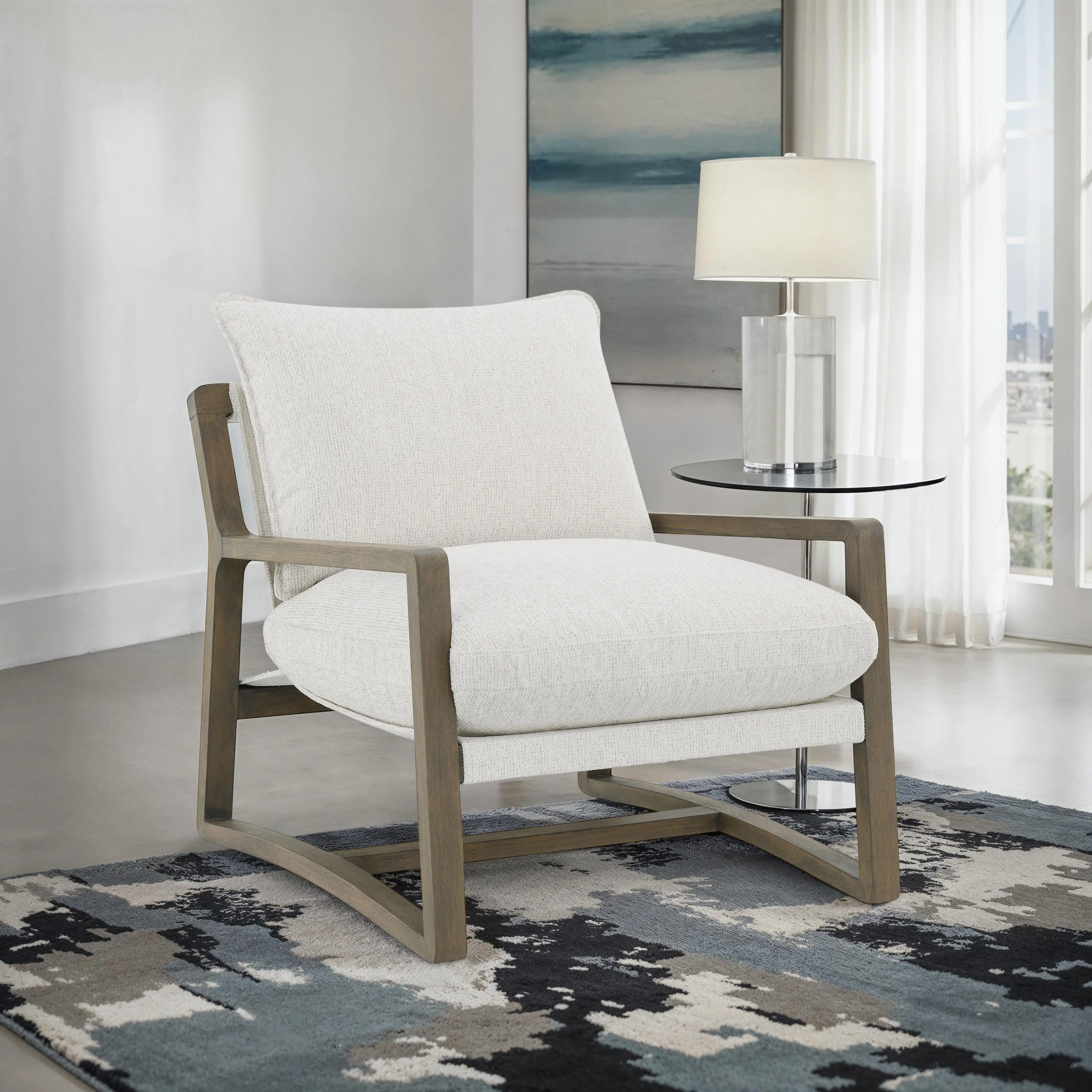 Geneva Light Gray Boucle Accent Chair-2
