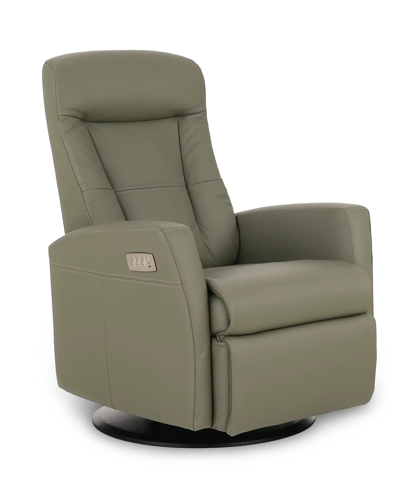 Grove Olive Standard Leather Swivel Glider Power Recliner with Adjustable Headrest-1