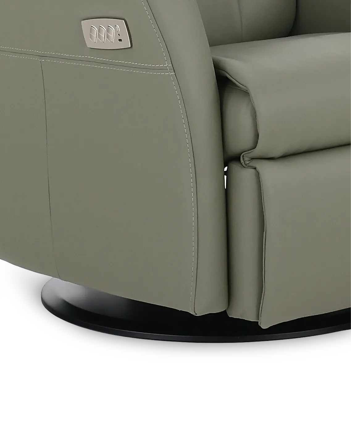 Grove Olive Standard Leather Swivel Glider Power Recliner with Adjustable Headrest-10