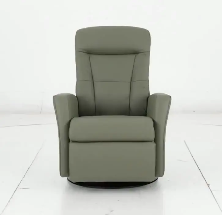 Grove Olive Standard Leather Swivel Glider Power Recliner with Adjustable Headrest-12