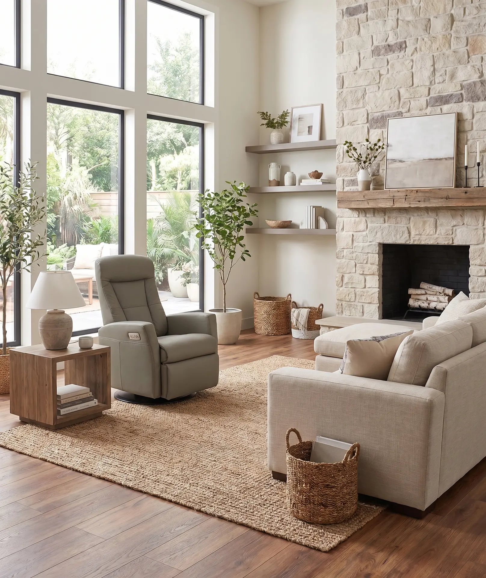 Grove Olive Standard Leather Swivel Glider Power Recliner with Adjustable Headrest-2