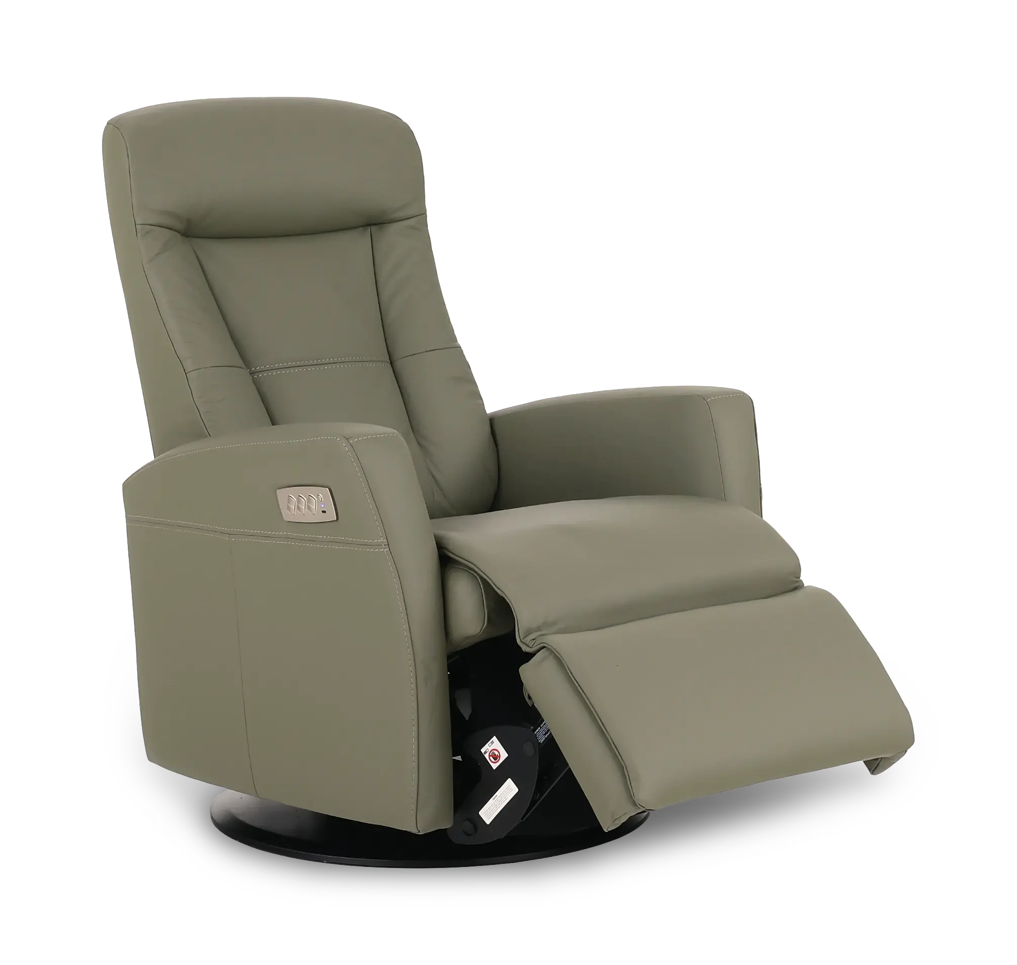 Grove Olive Standard Leather Swivel Glider Power Recliner with Adjustable Headrest-5