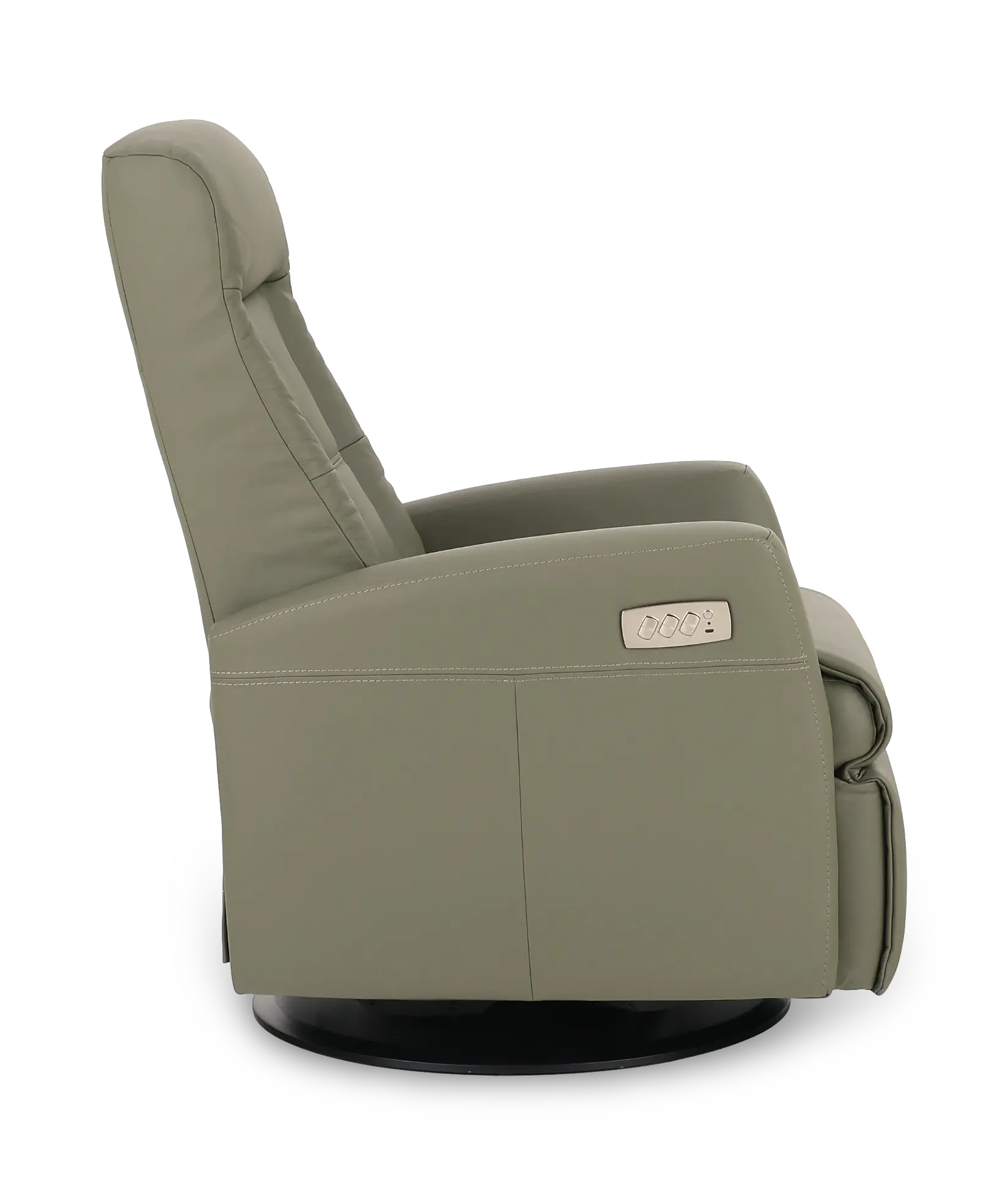 Grove Olive Standard Leather Swivel Glider Power Recliner with Adjustable Headrest-6