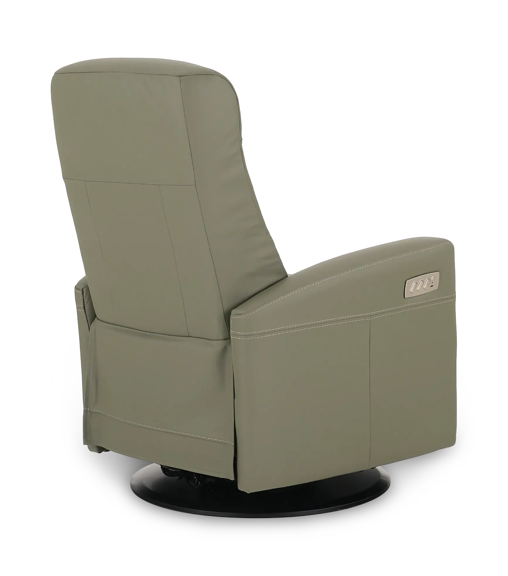 Grove Olive Standard Leather Swivel Glider Power Recliner with Adjustable Headrest-7