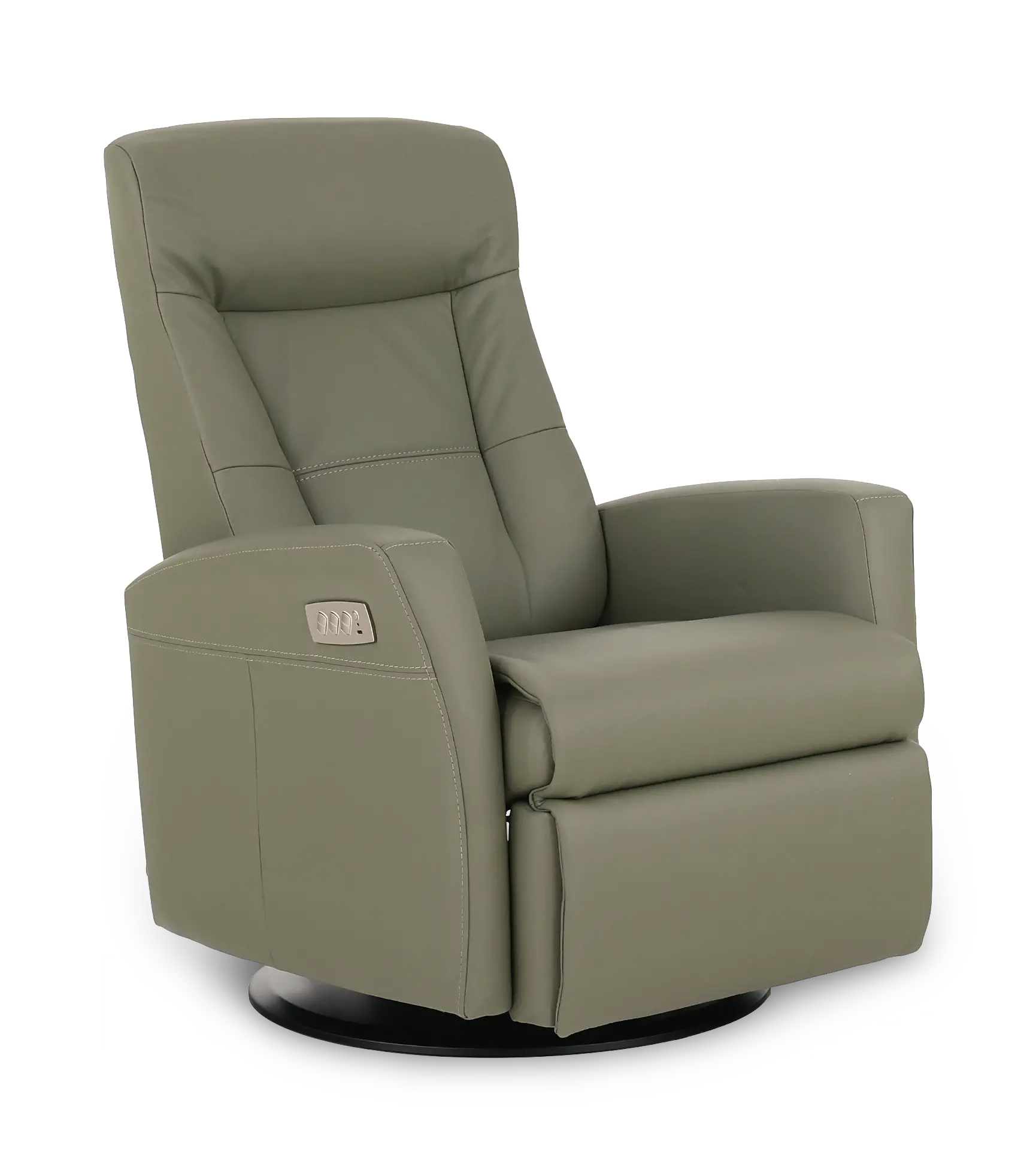 Grove Olive Large Leather Swivel Glider Power Recliner with Adjustable Headrest-1
