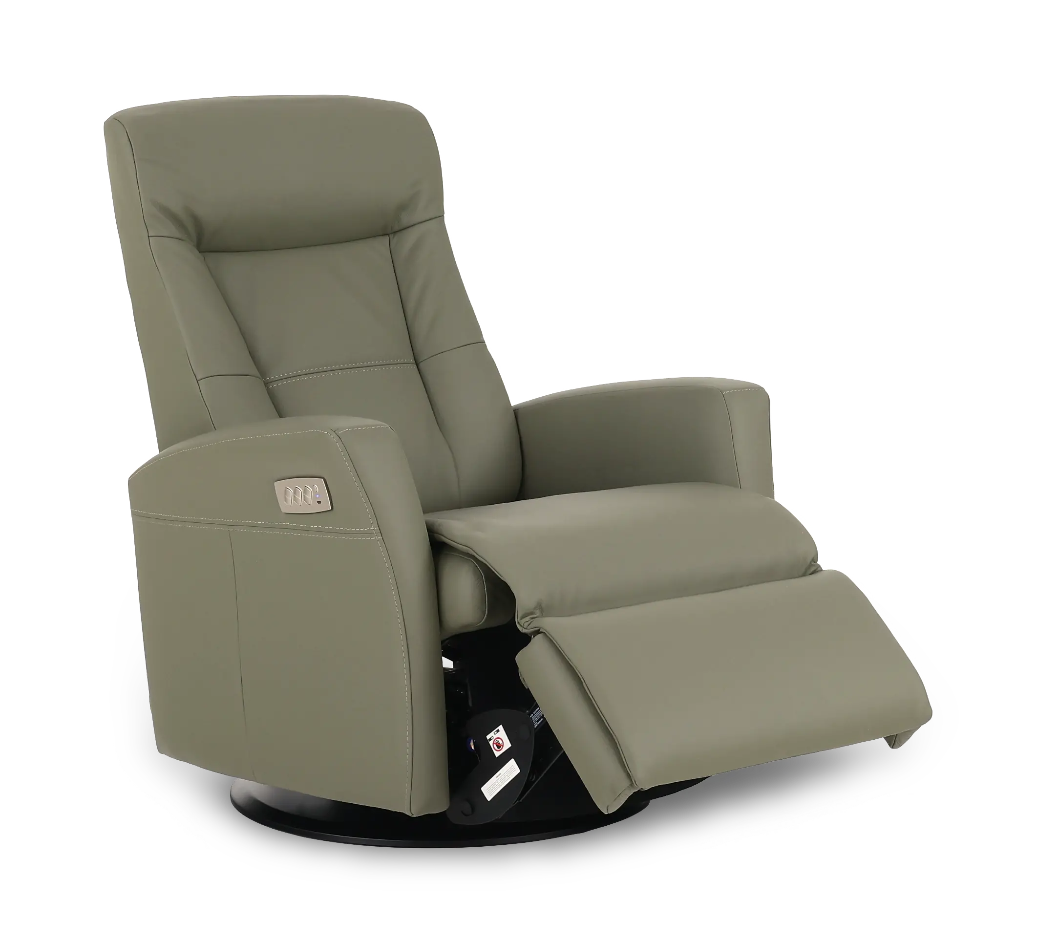 Grove Olive Large Leather Swivel Glider Power Recliner with Adjustable Headrest-5