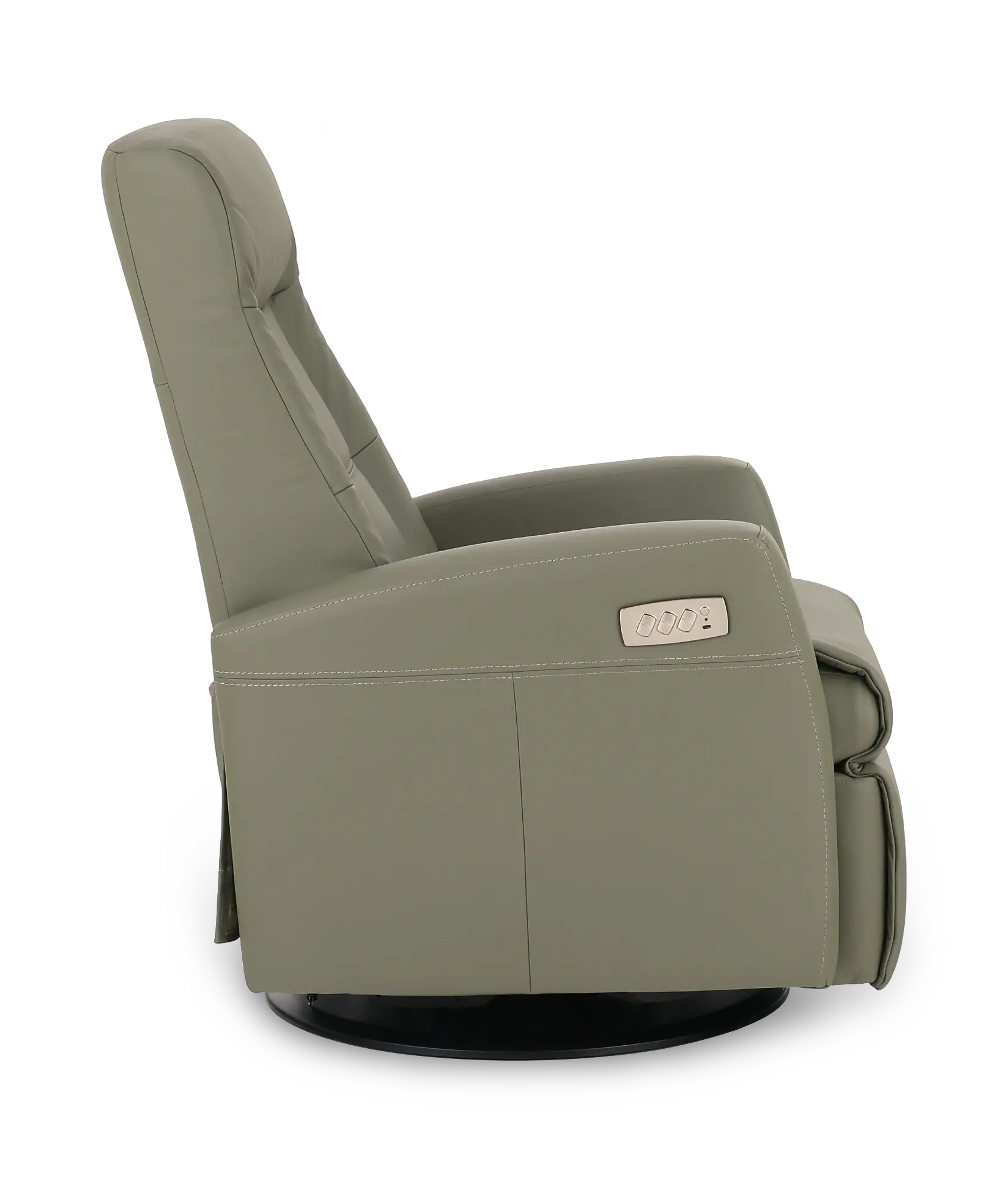 Grove Olive Large Leather Swivel Glider Power Recliner with Adjustable Headrest-6