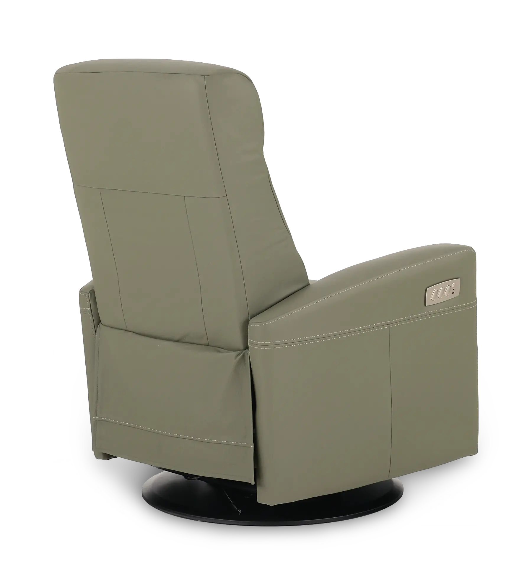 Grove Olive Large Leather Swivel Glider Power Recliner with Adjustable Headrest-7