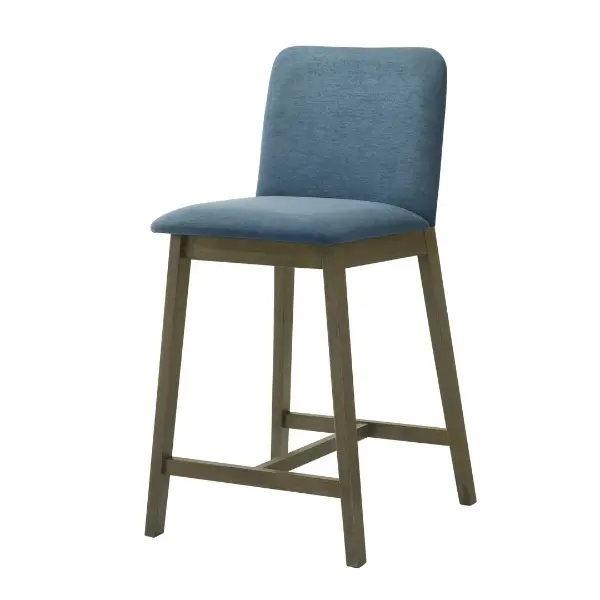 LCALBAPBCB26 Allin Dark Brown and Peacock Blue Upholstered Bar Stool-1