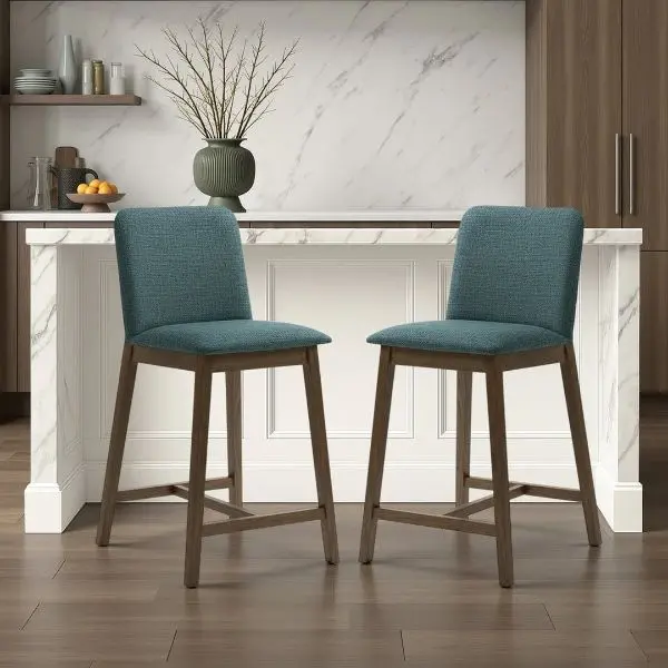 LCALBAPBCB26 Allin Dark Brown and Peacock Blue Upholstered Bar Stool-2