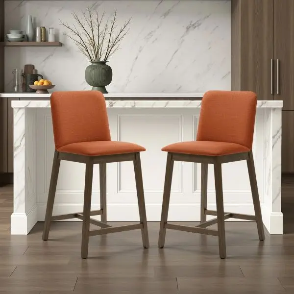 LCALBATTCB26 Allin Dark Brown and Terracotta Orange Upholstered Bar Stool-2