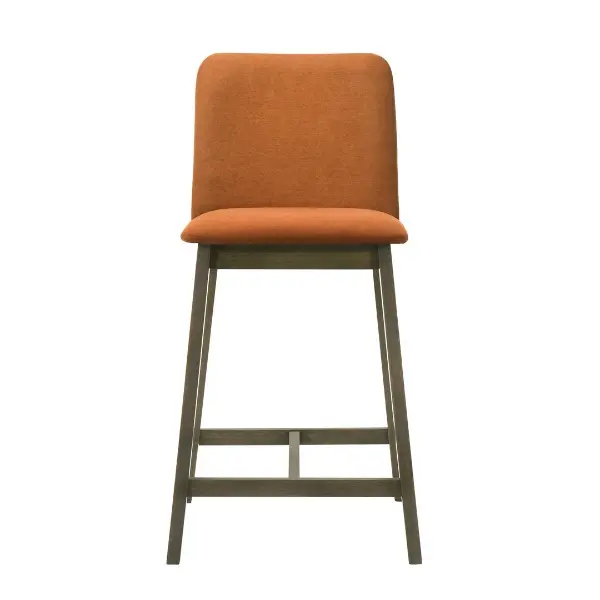 LCALBATTCB26 Allin Dark Brown and Terracotta Orange Upholstered Bar Stool-4
