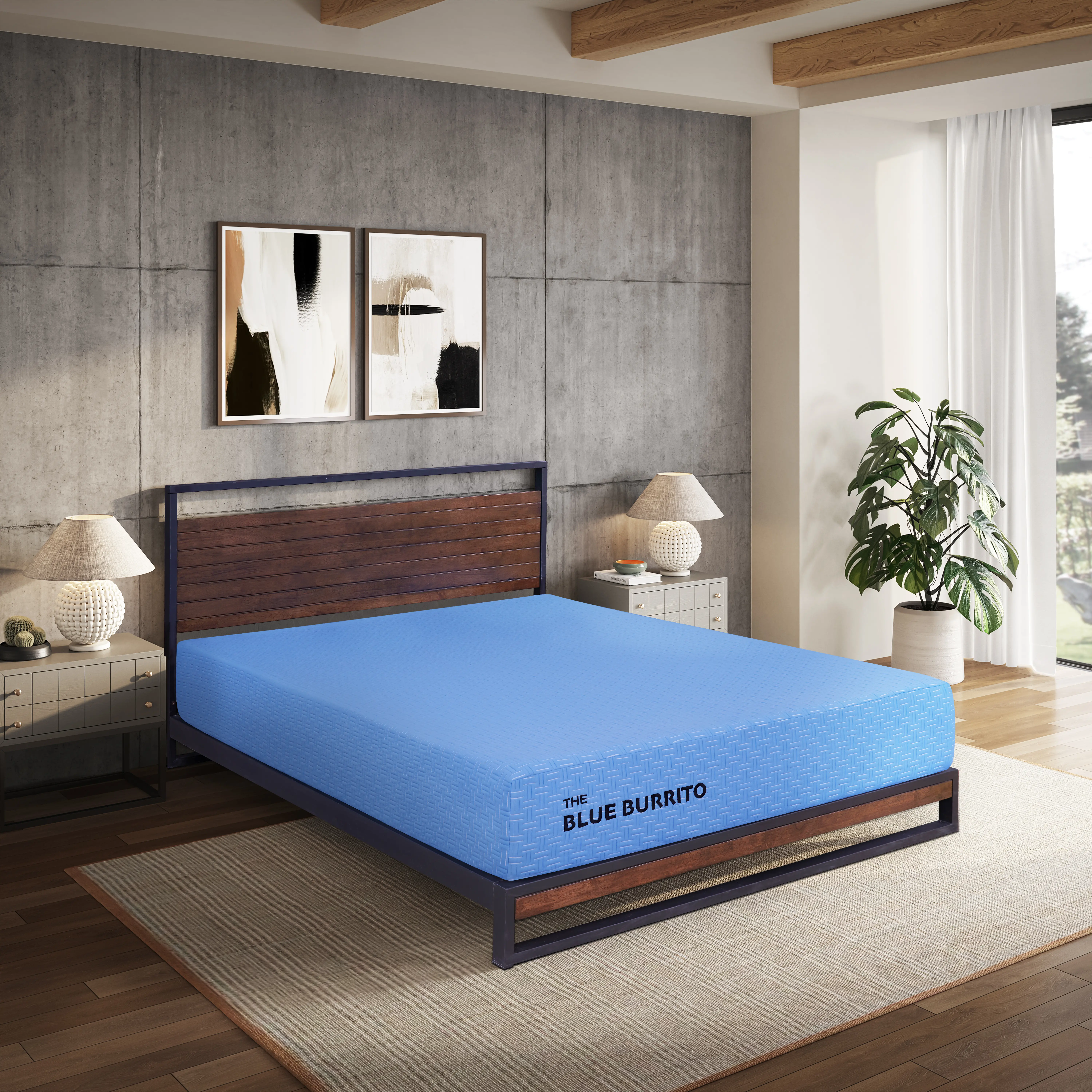 BH-BBMF-100KG Blue Burrito Value King Memory Foam Mattress-4