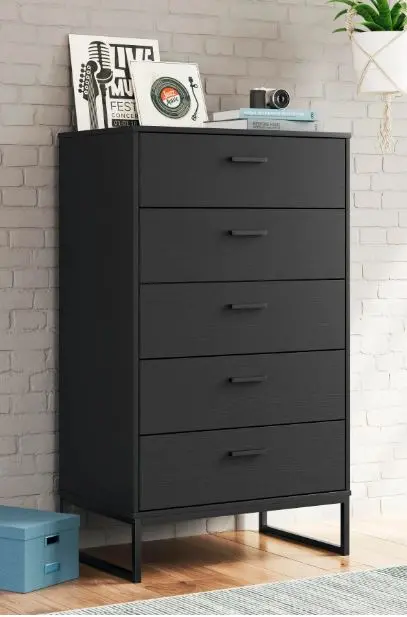 Socalle Black Five Drawer Chest-1