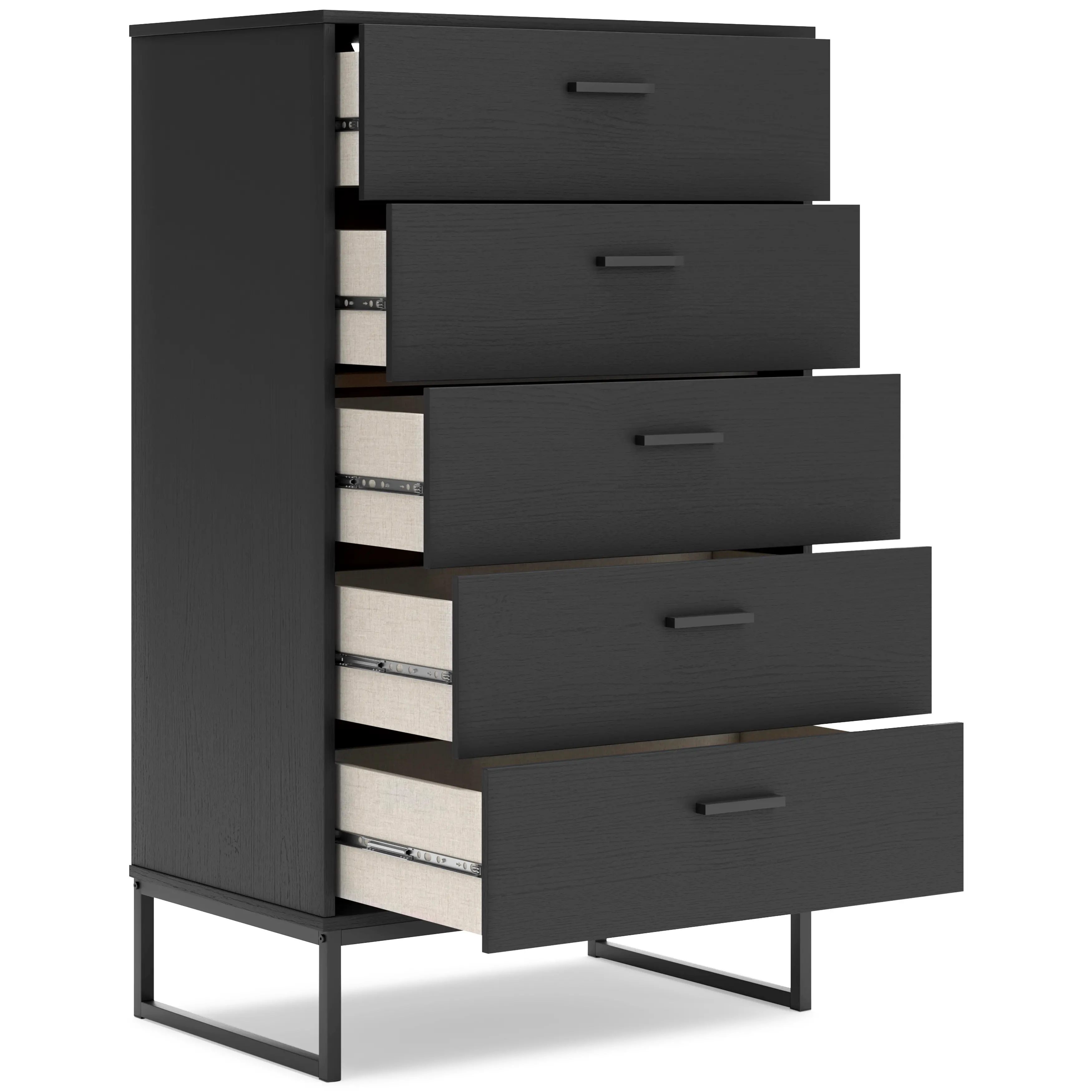 Socalle Black Five Drawer Chest-5