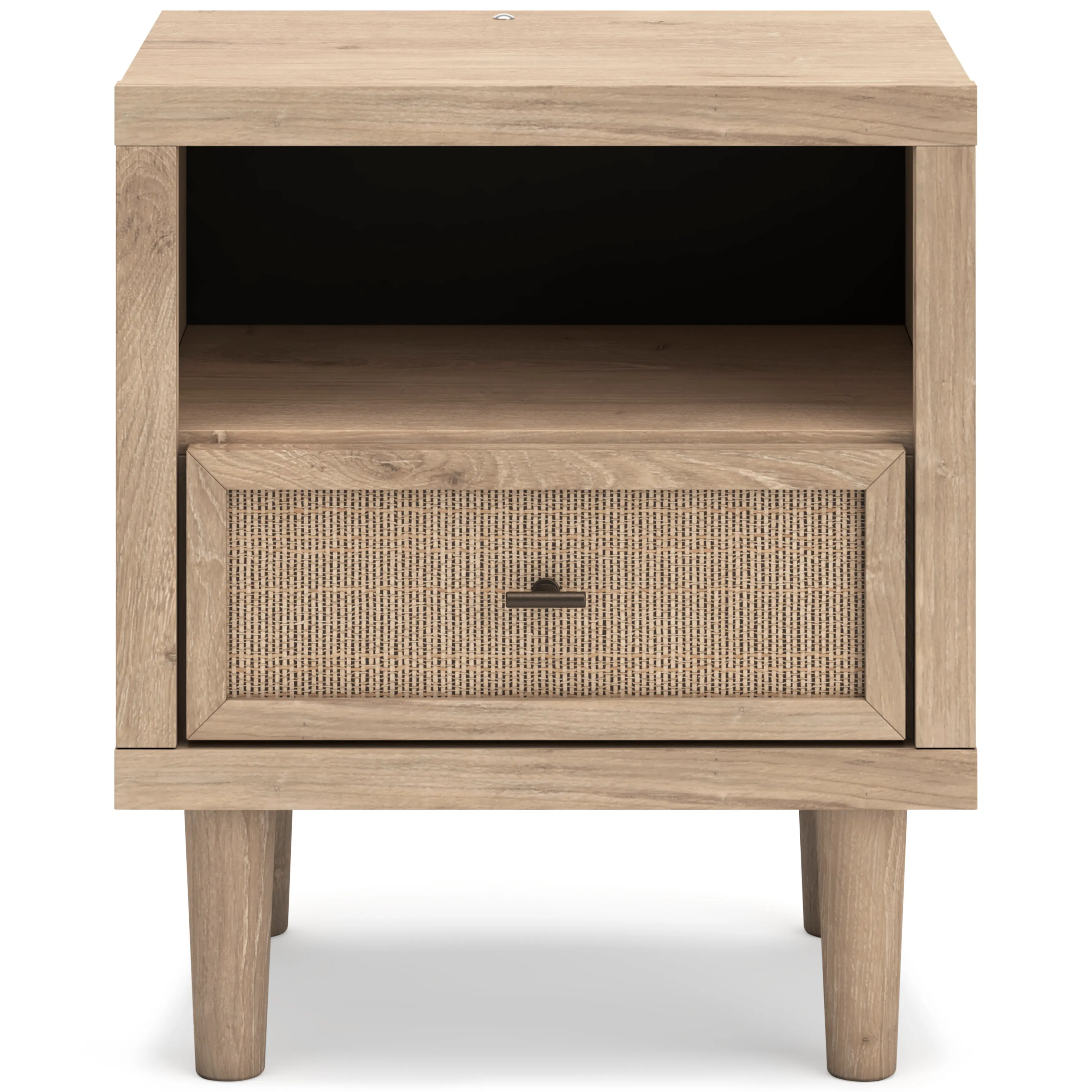 Cielden Light Brown 1-Drawer Charging Nightstand-2