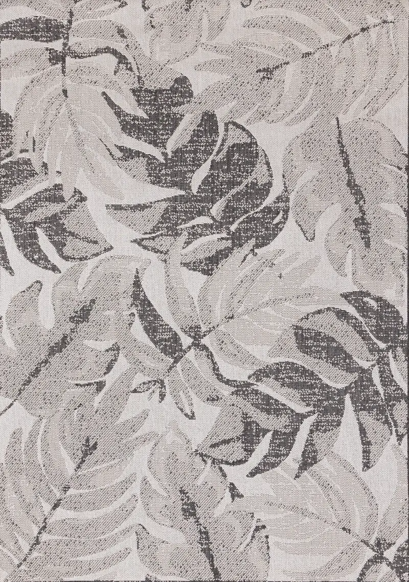 Jasper 5 x 7 Gray Botanical Leaves Indoor-Outdoor Rug
