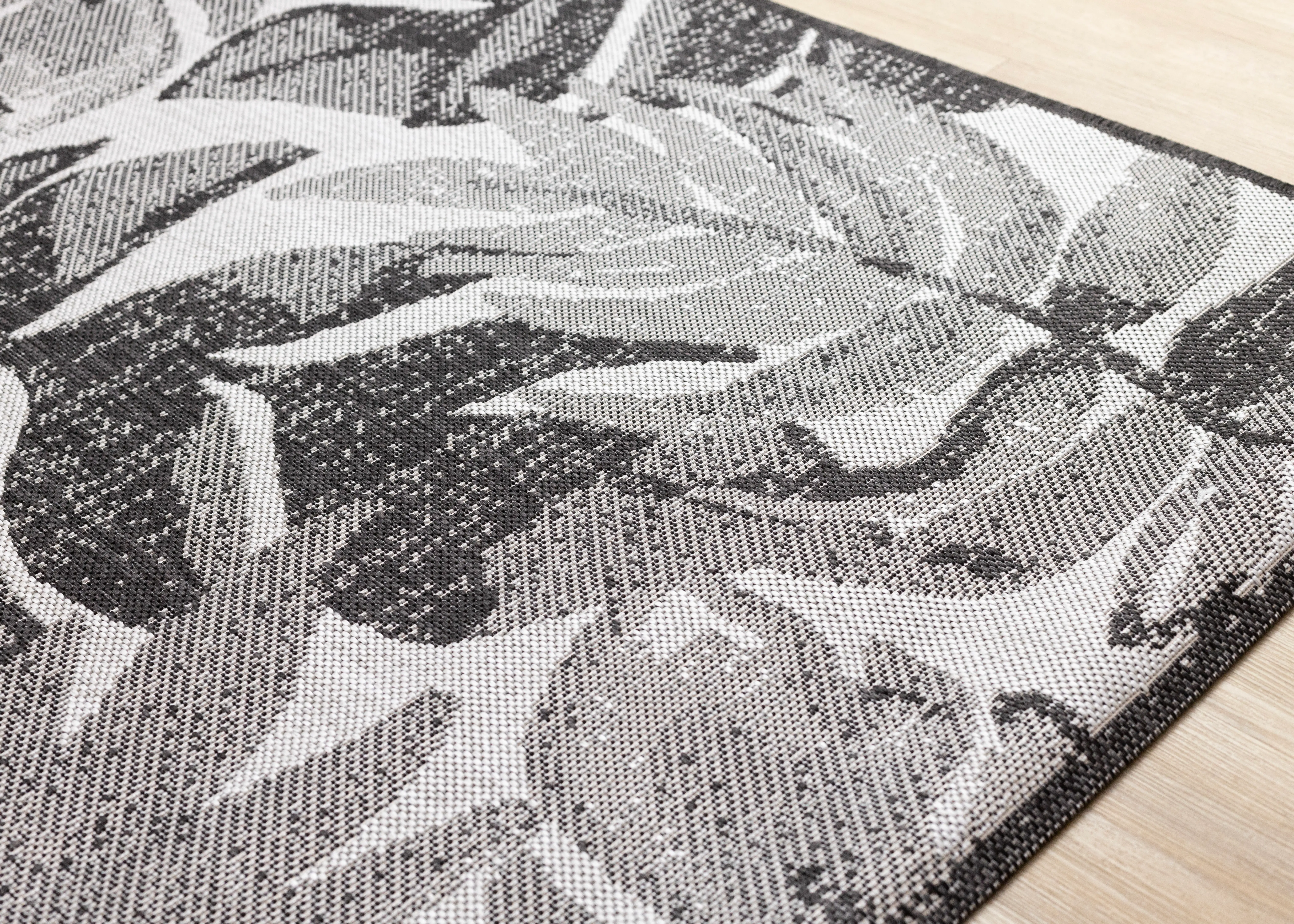 19136/08 160230 Jasper 5 x 7 Gray Botanical Leaves Indoor-Outdoor Rug-3