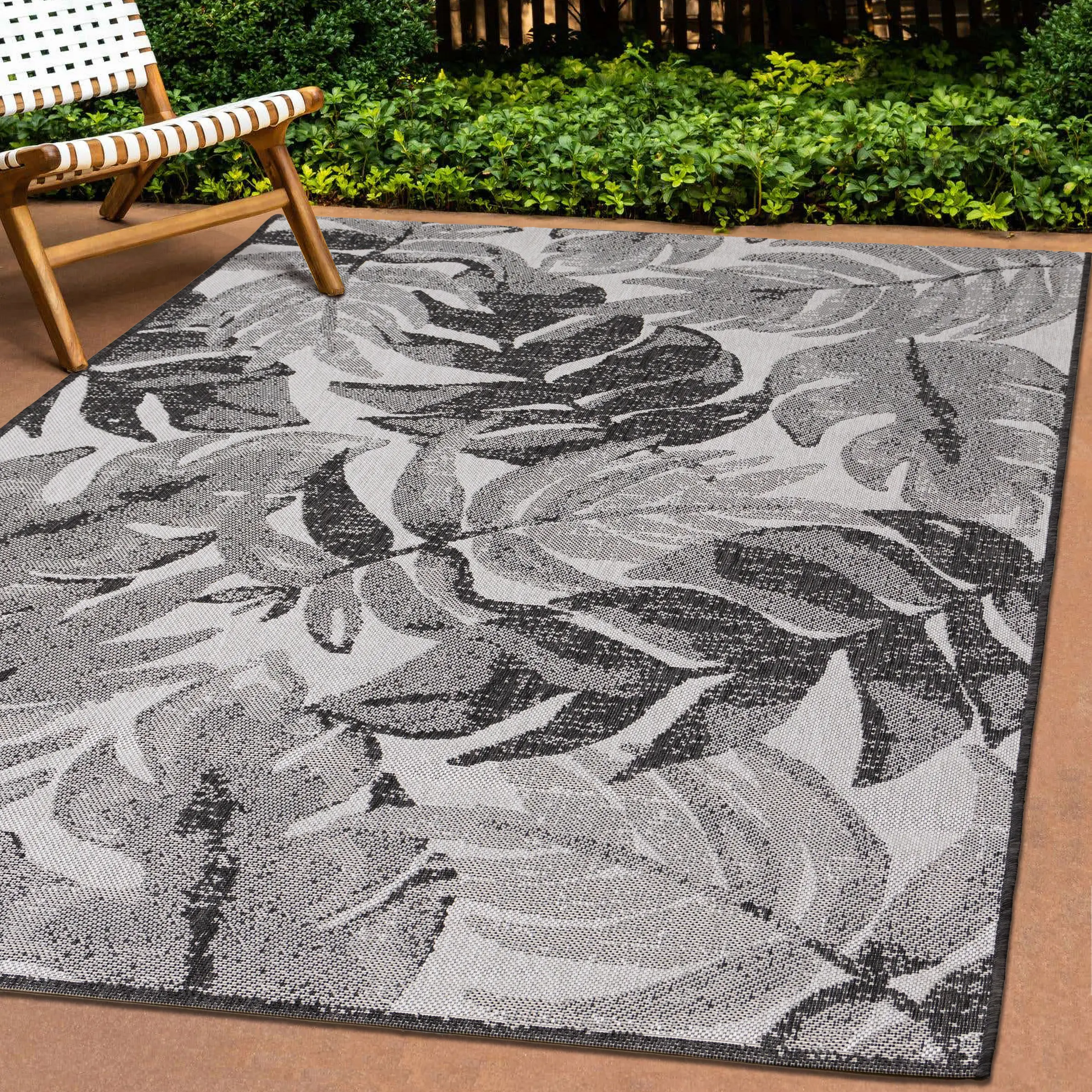 19136/08 160230 Jasper 5 x 7 Gray Botanical Leaves Indoor-Outdoor Rug-7