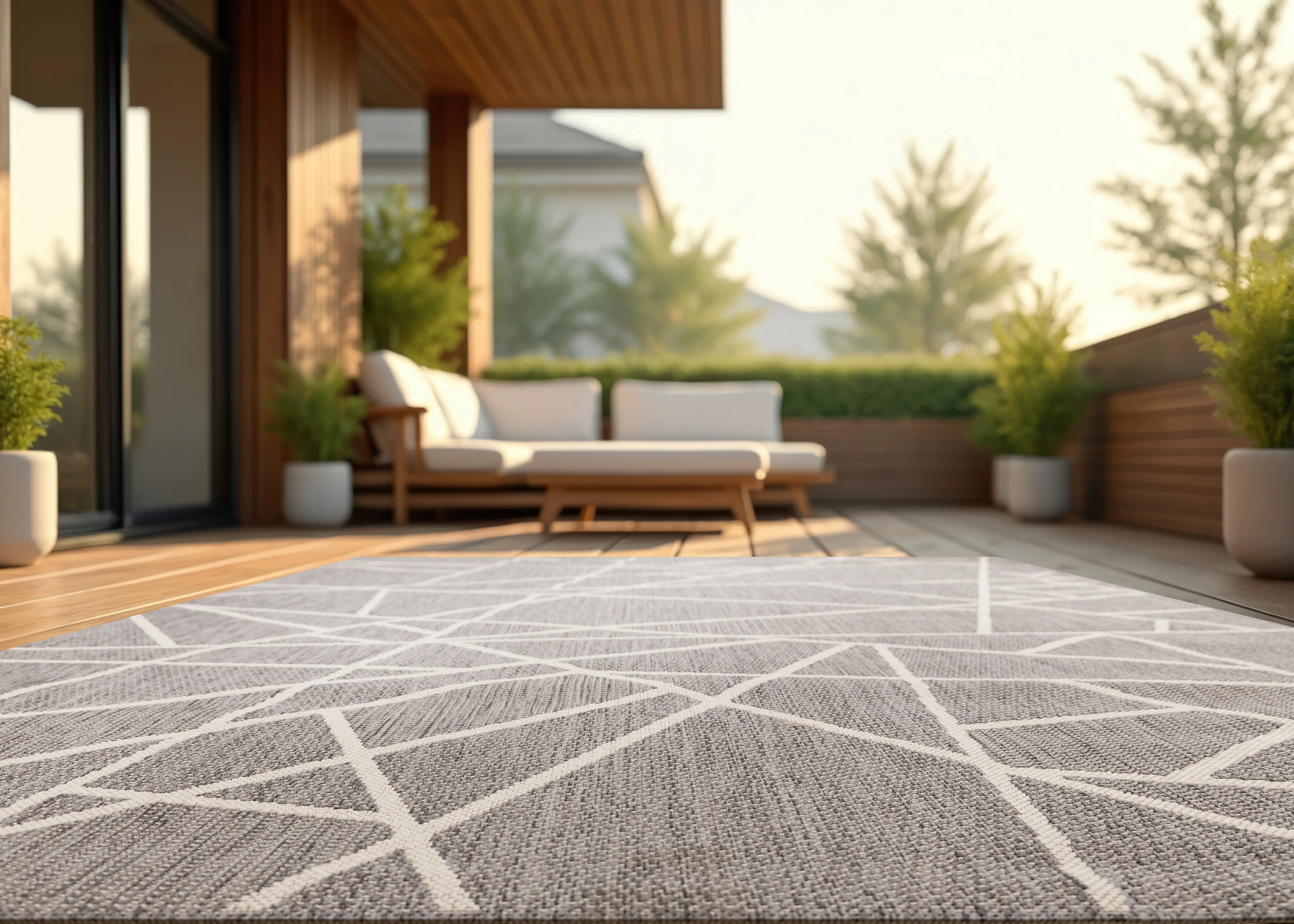 Jasper 5 x 7 Gray and White Outdoor Rug-2